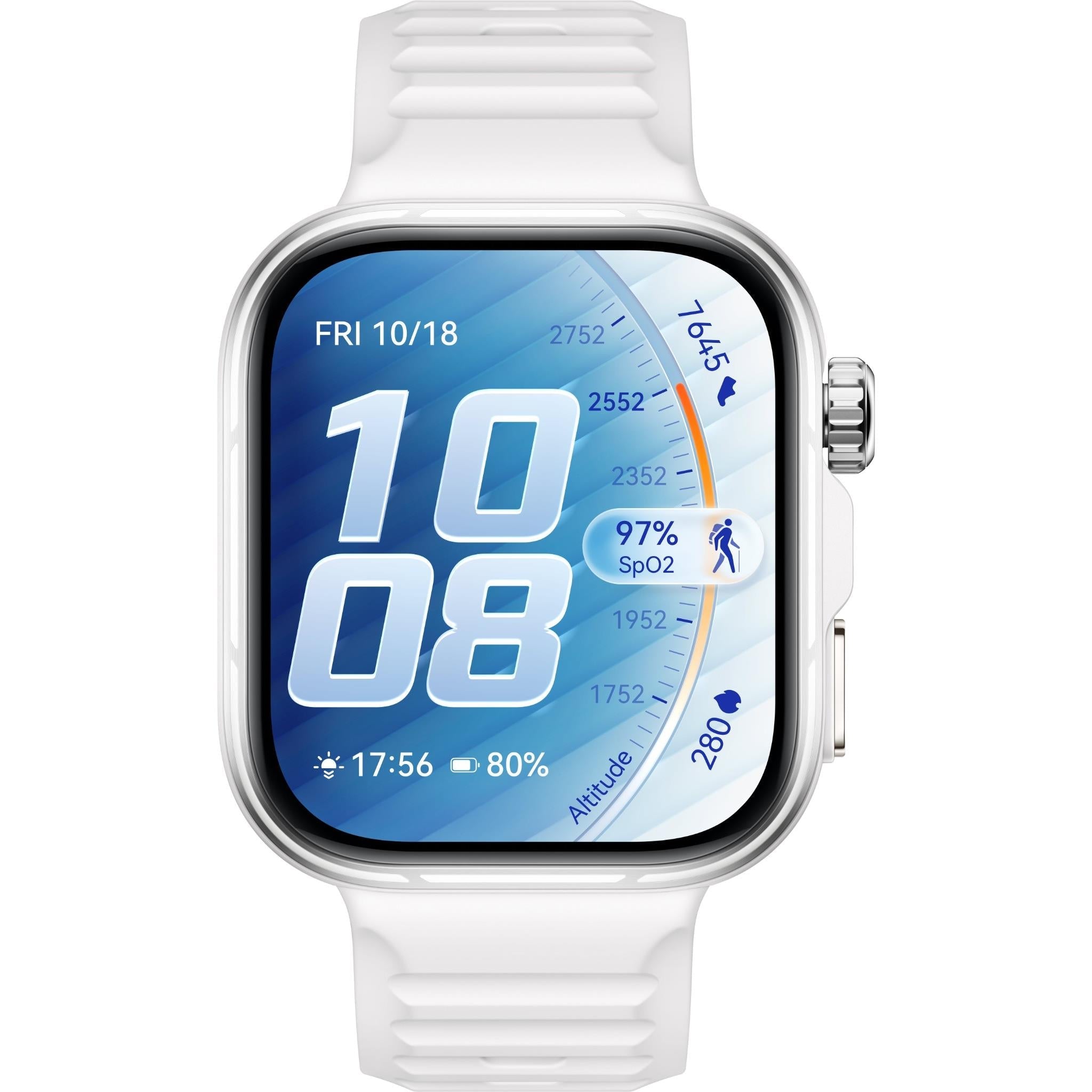 Huawei Watch Fit 5 Pro smartwatch with white fluoroelastomer strap, image 2 - Smart Watches at Tech Supply Shed NZ