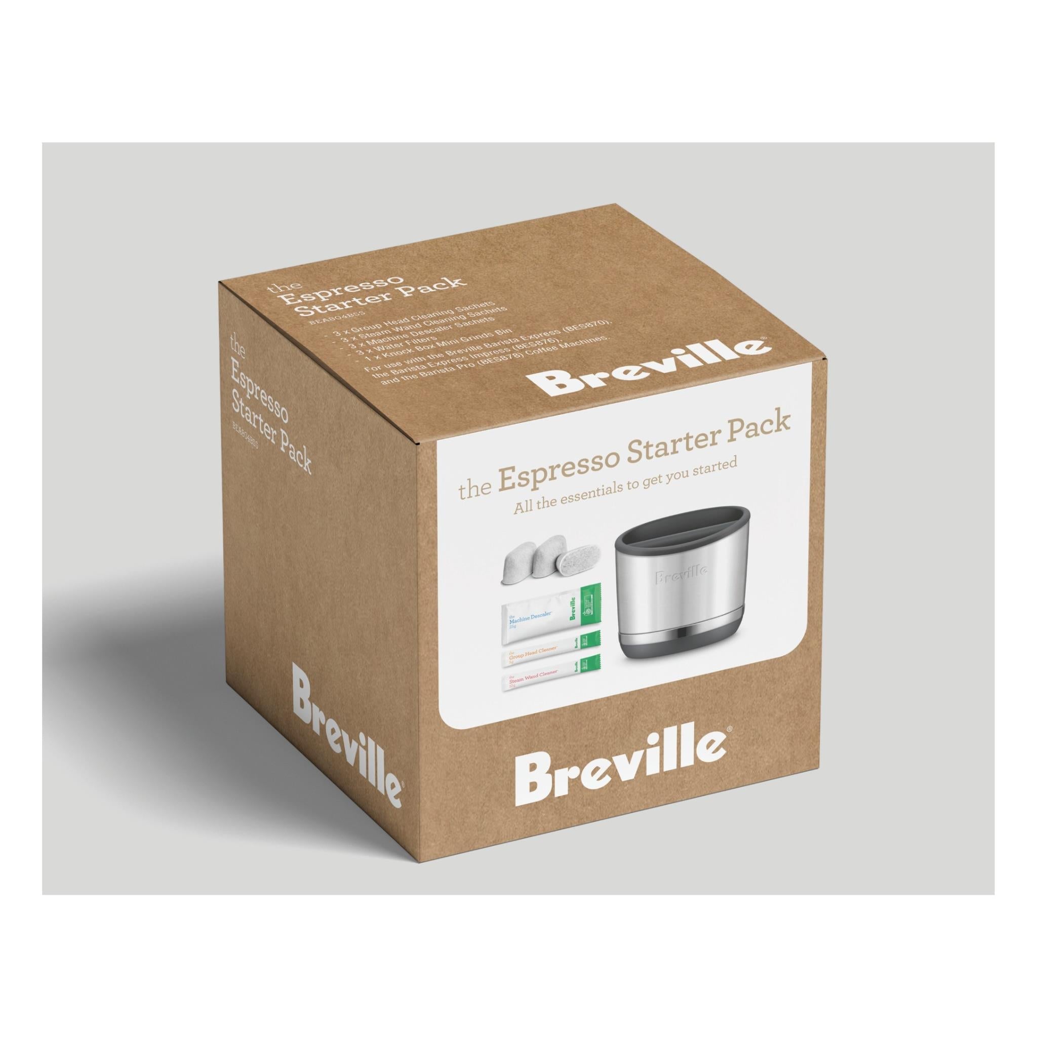 Breville espresso starter pack cardboard box showing included accessories