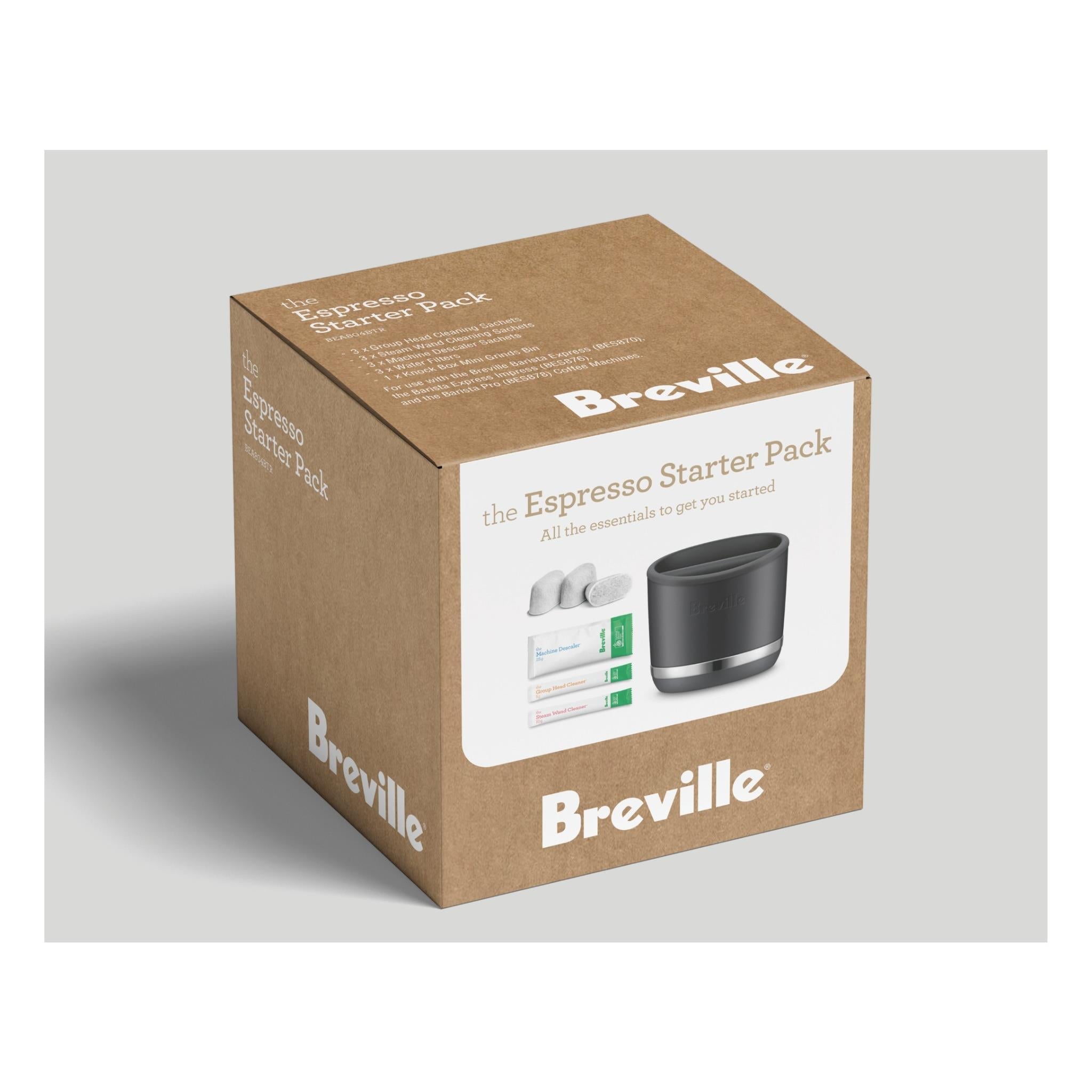 Breville Espresso Starter Pack retail box with accessories shown