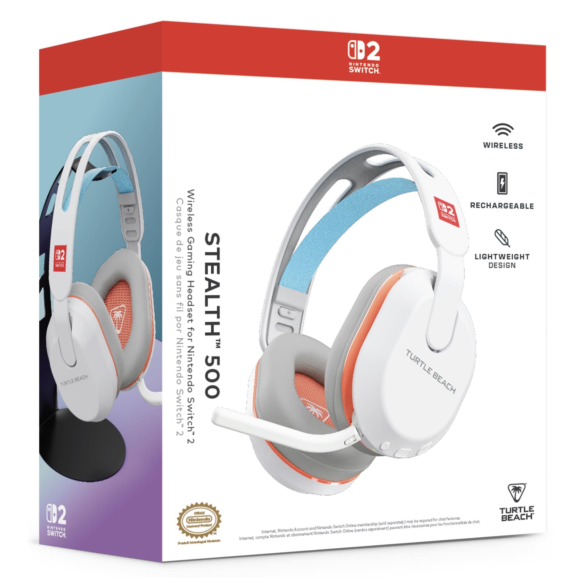 Turtle Beach Stealth 500 wireless gaming headset for Nintendo Switch 2 in white, image 6 - Gaming Headsets at Tech Supply Shed NZ
