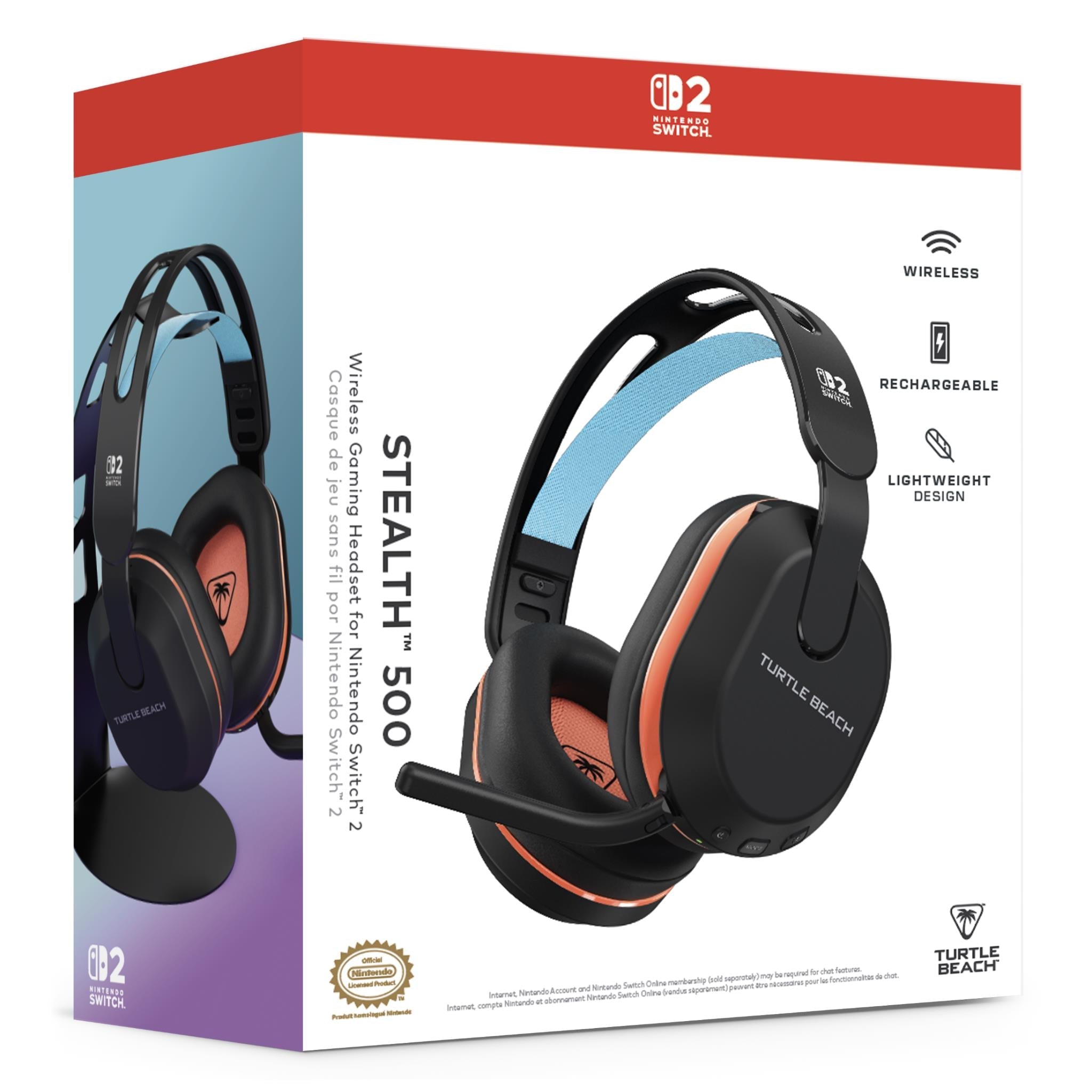 Turtle Beach Stealth 500 wireless gaming headset for Nintendo Switch 2 in charcoal black, image 6 - Gaming Headsets at Tech Supply Shed NZ