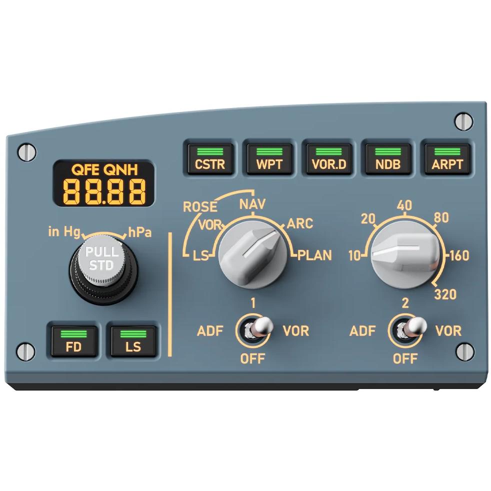 MOZA MA3F grey EFIS control module with LCD readout and rotary knobs
