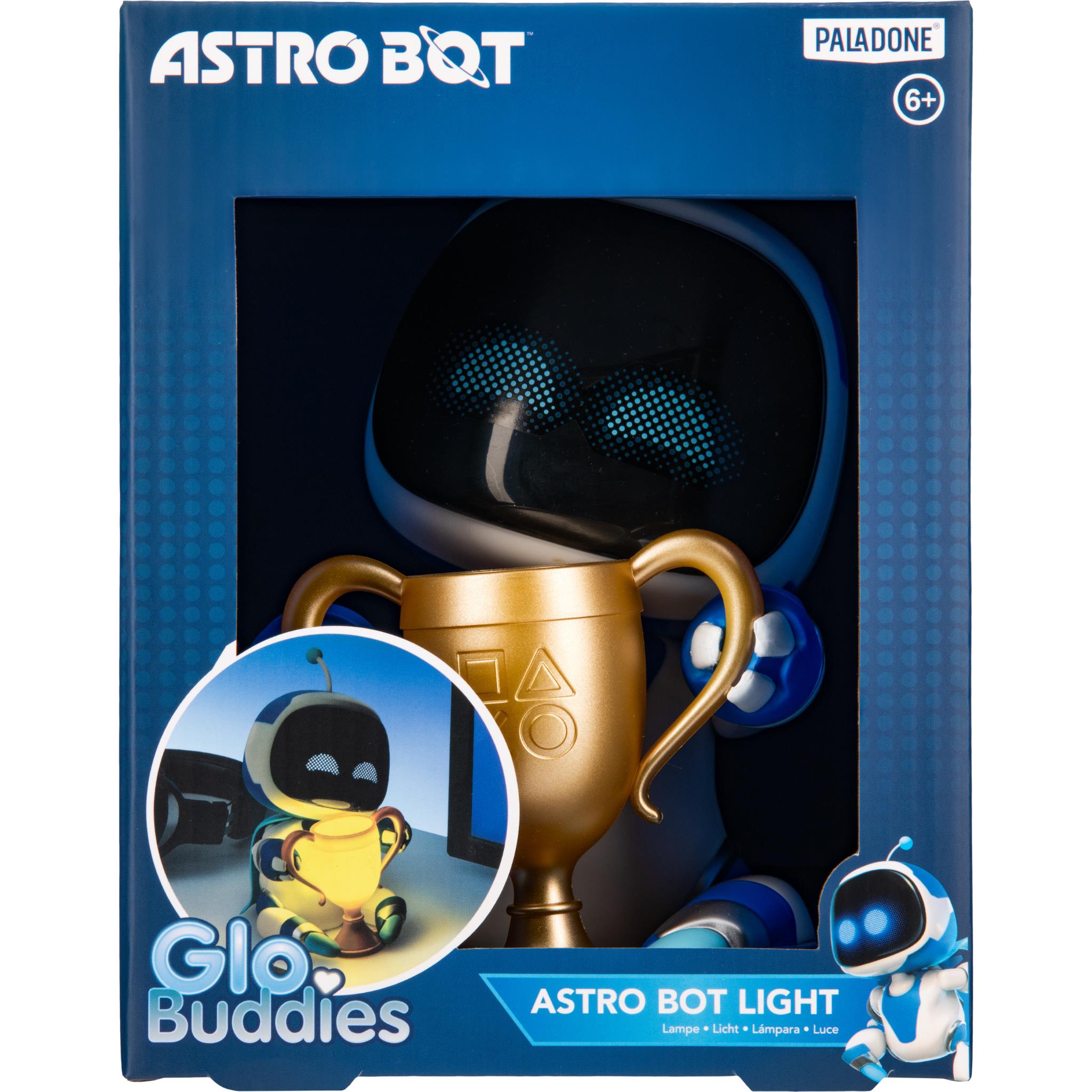 Astro Bot Light GloBuddies figurine box front, Paladone branding, 6+ age