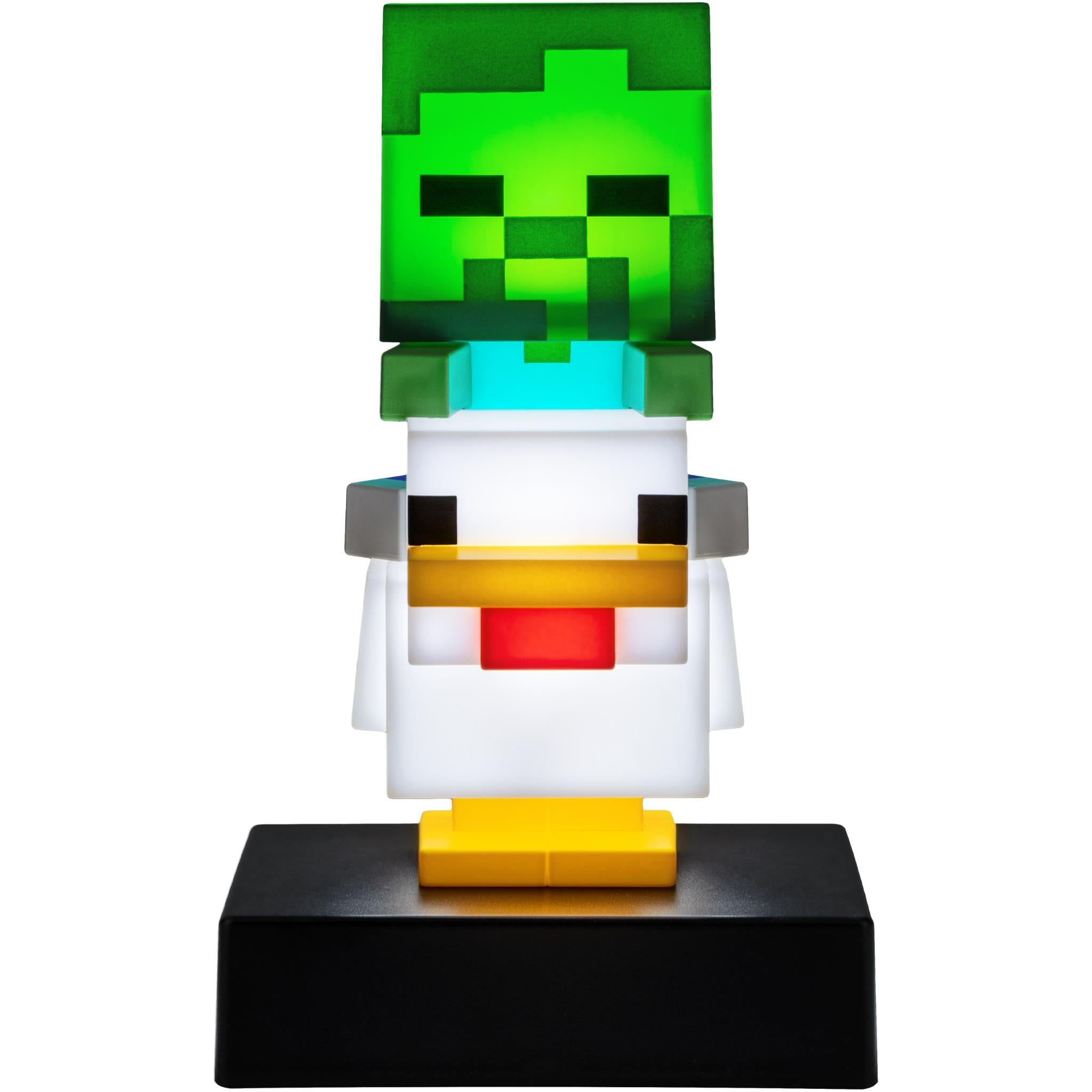 Minecraft-style chicken jockey 3D icon light figure on black base
