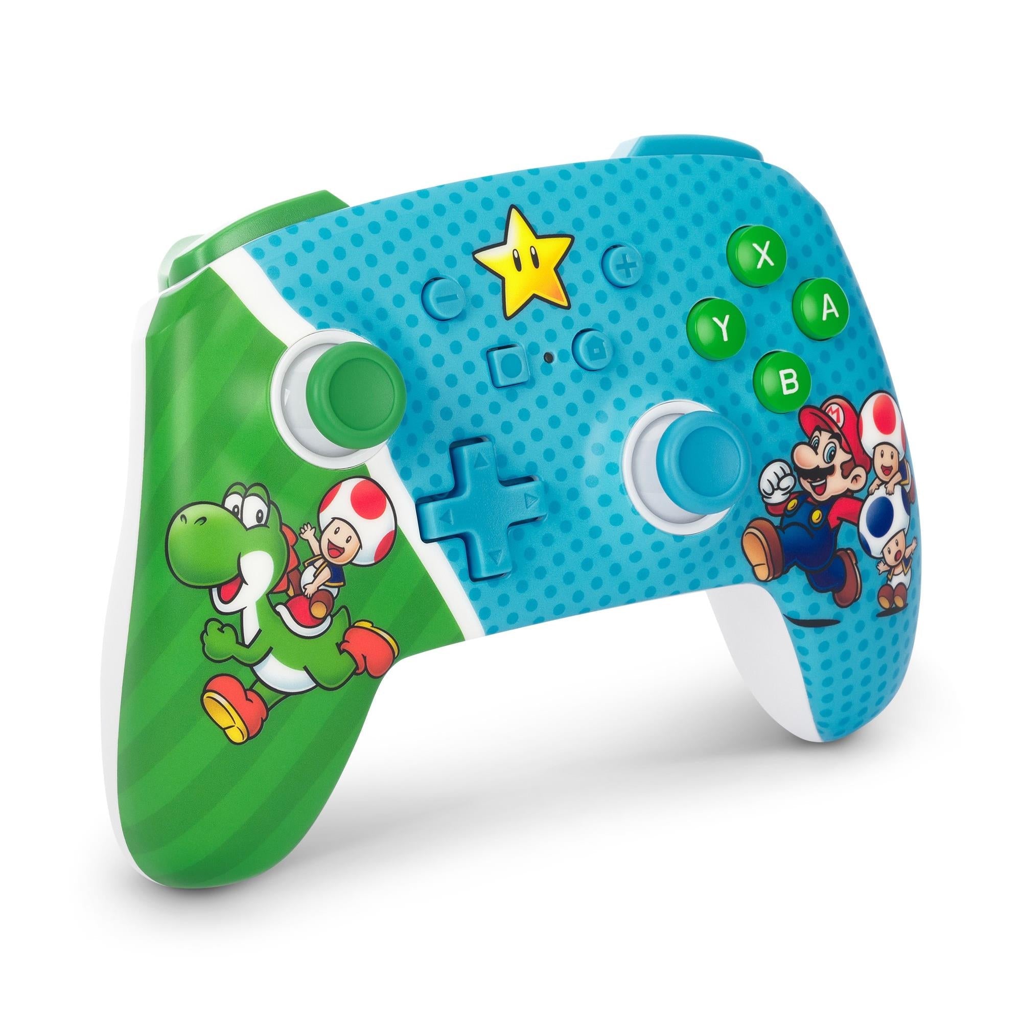 PowerA Enhanced Wireless Controller for Nintendo Switch with blue Mario Super Star Friends design, image 2 - Electronic Gaming Accessories at Tech Supply Shed NZ