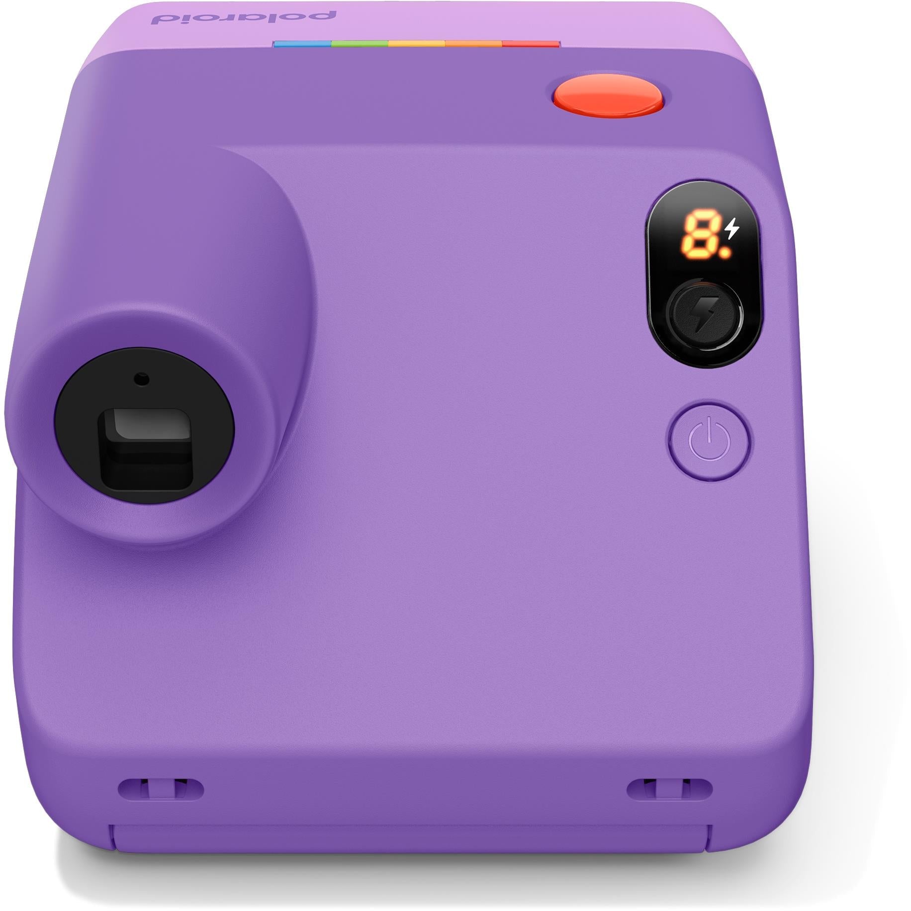 Purple Polaroid Go Generation 3 pocket instant camera back with display and power button