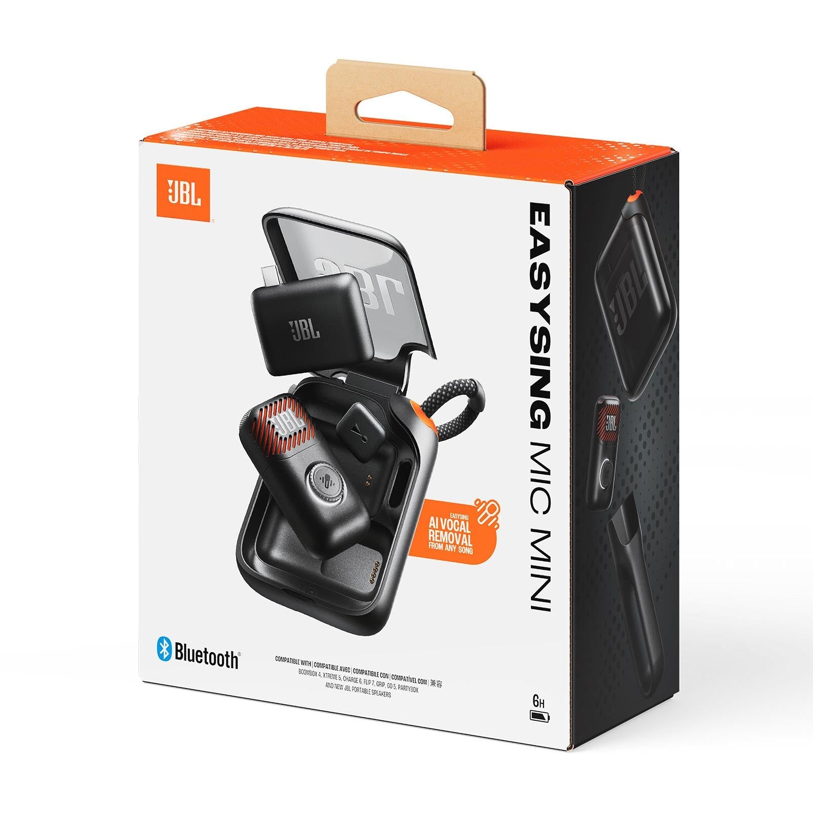 Wireless mini karaoke microphone kit with JBL mic and case, retail box packaging