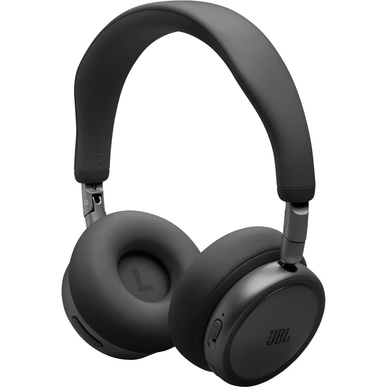 Black wireless on-ear headphones with adjustable headband arm and earcup