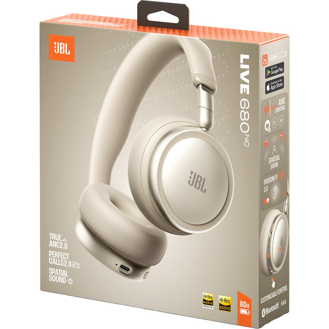 JBL Live 680NC wireless noise-canceling headphones champagne retail box