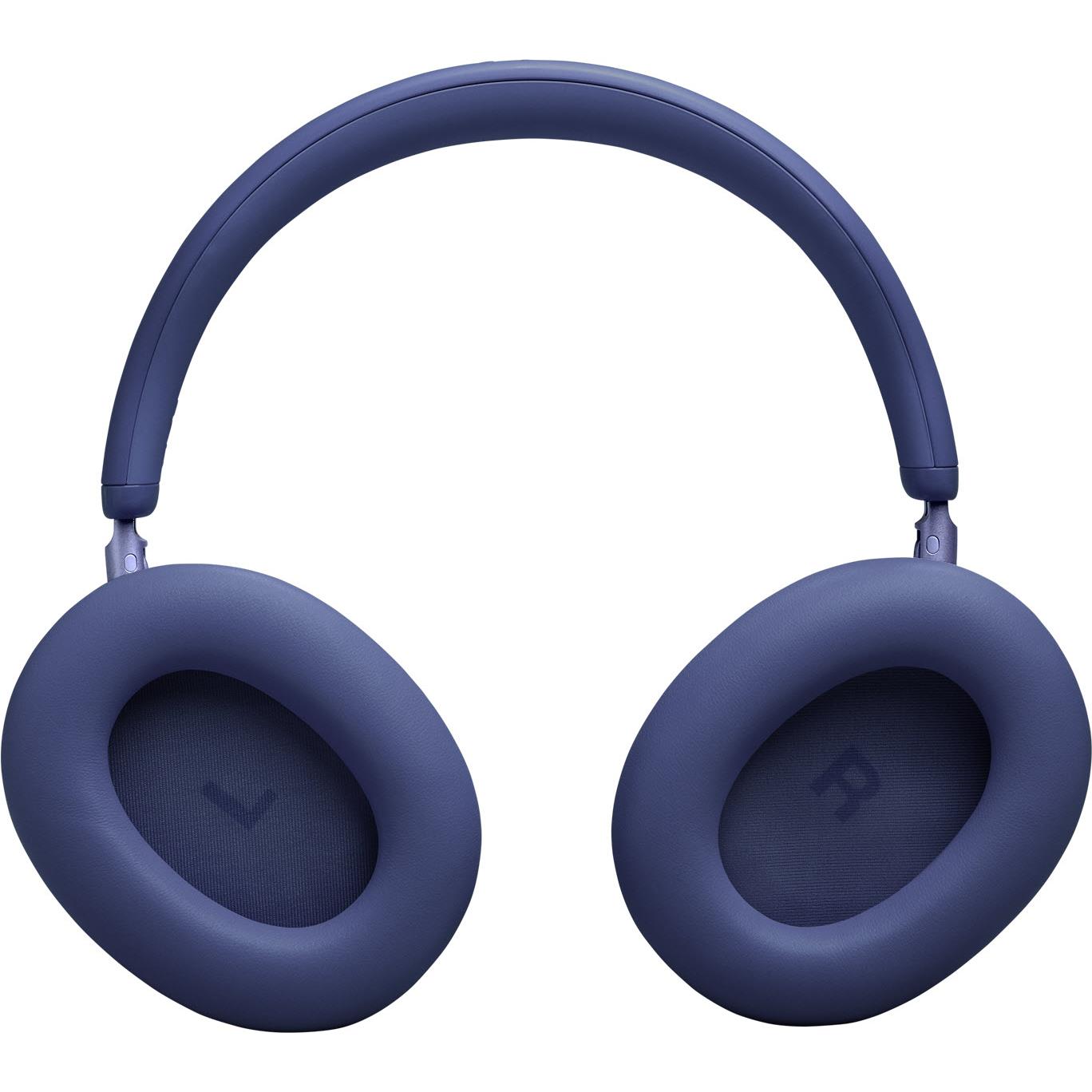 Blue over-ear headphones with soft cushioned ear pads and padded headband