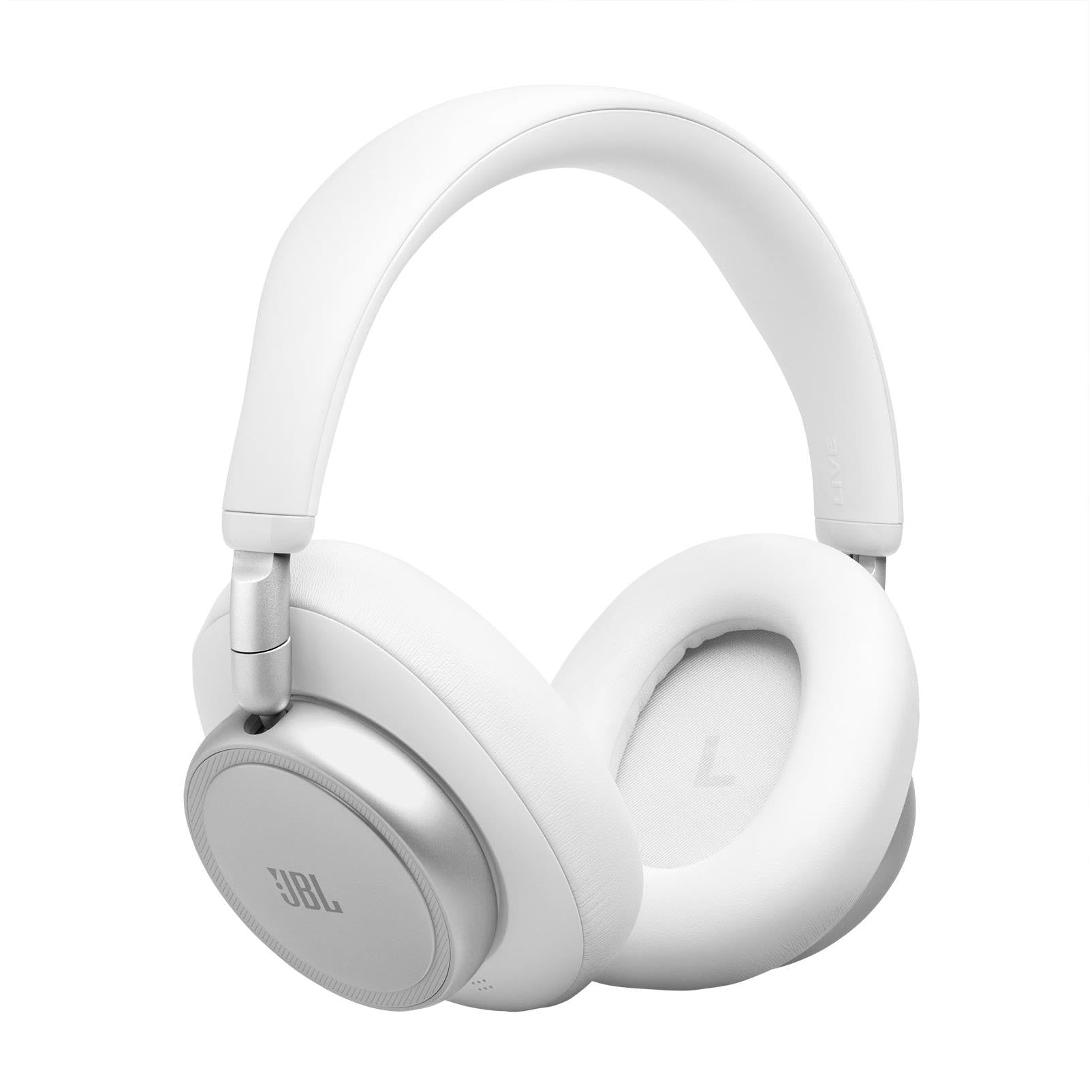 White over-ear Bluetooth headphones, side view with circular earcups