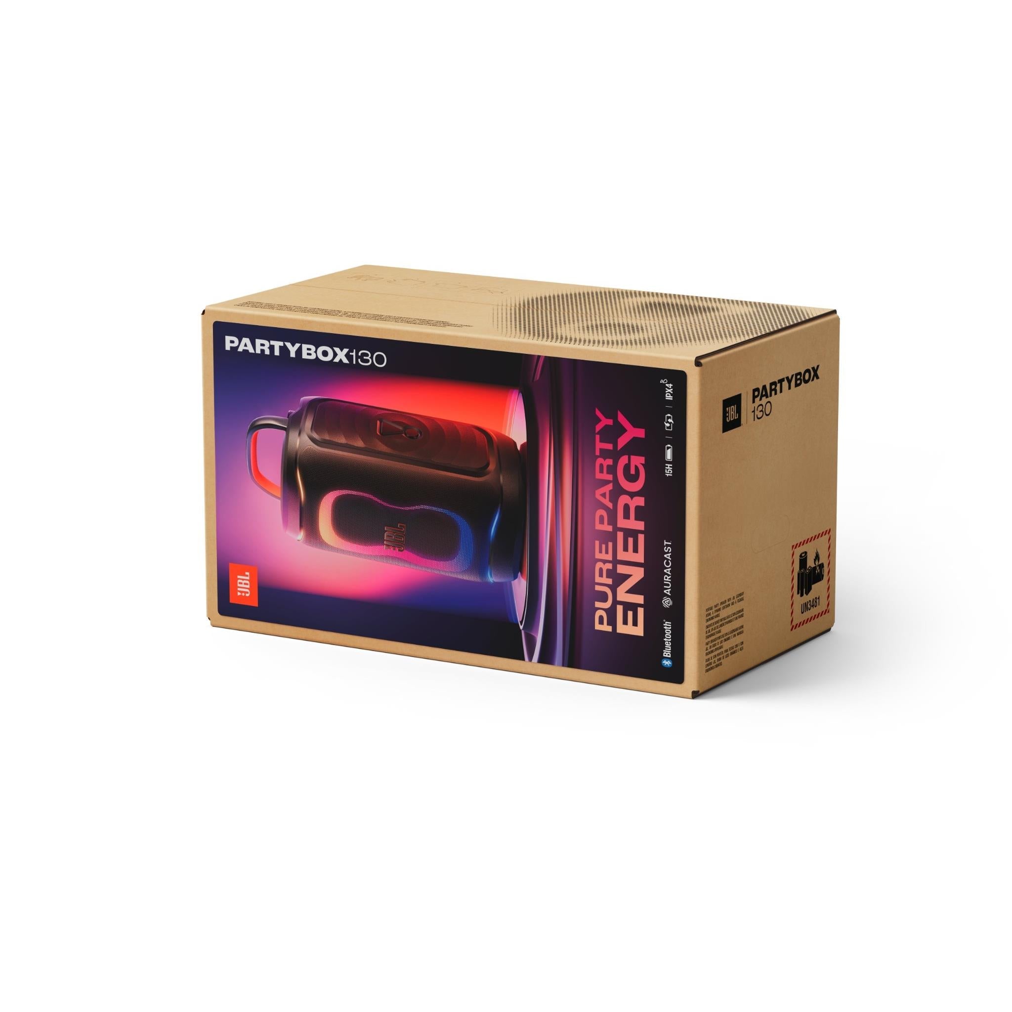 JBL PartyBox 130 portable party speaker retail box packaging