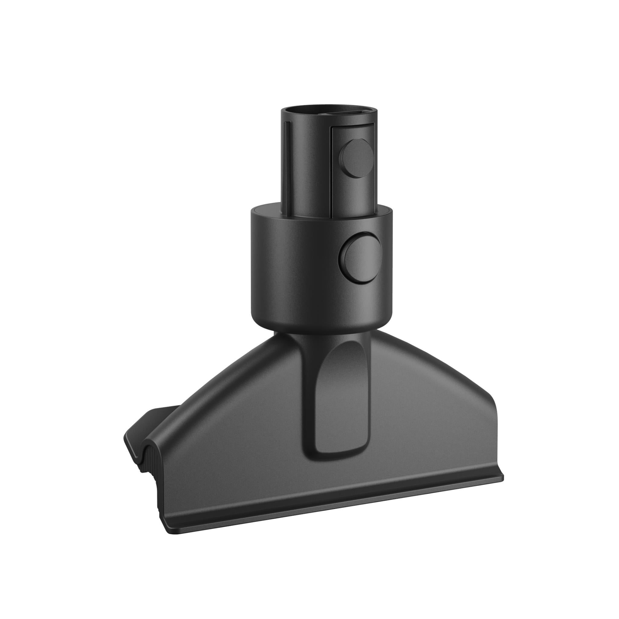Black wall-mount charging dock with vertical port for cordless stick vacuum