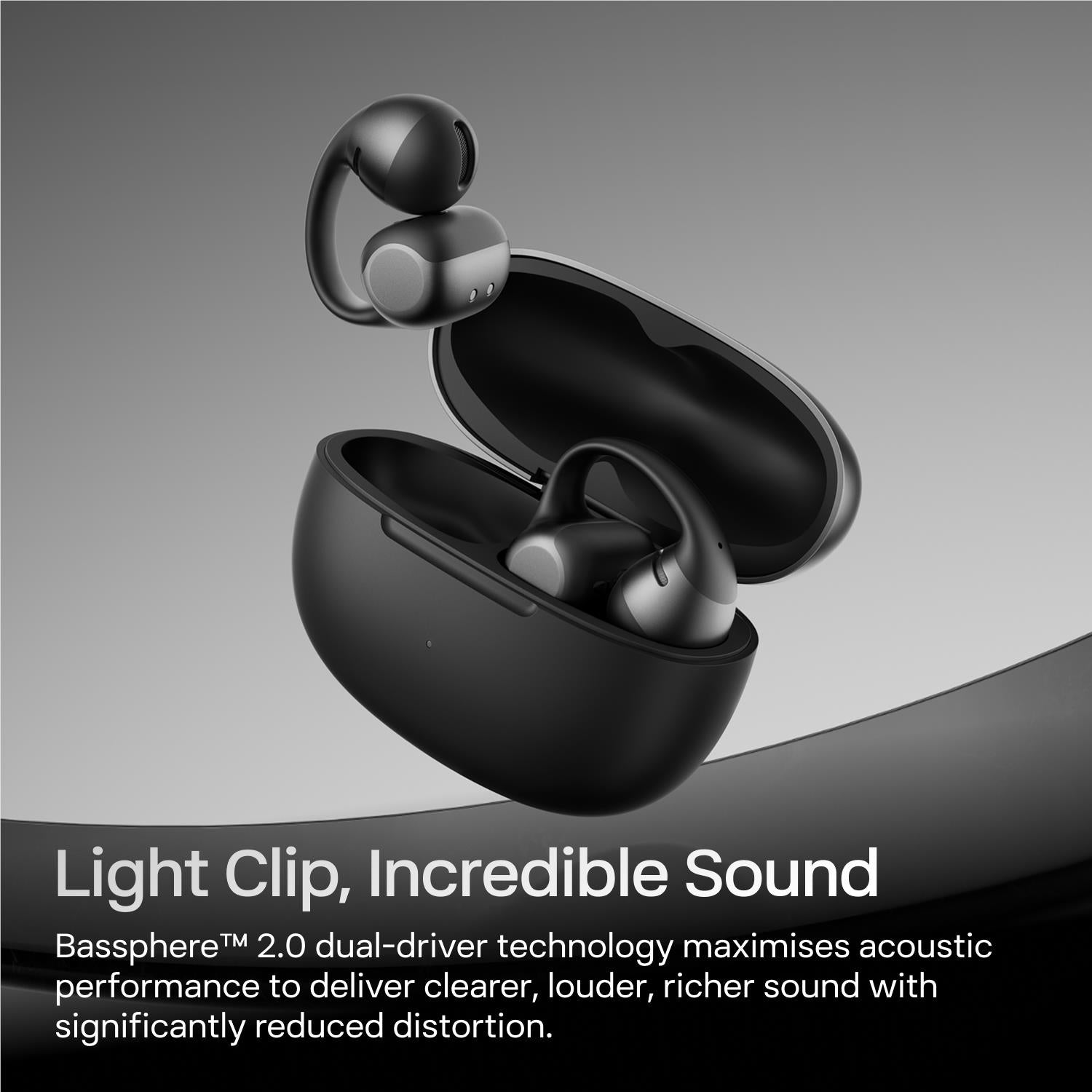 Shokz OpenDots 2 clip-on open-ear earbuds in black, image 9 - Open-Ear Headphones at Tech Supply Shed NZ
