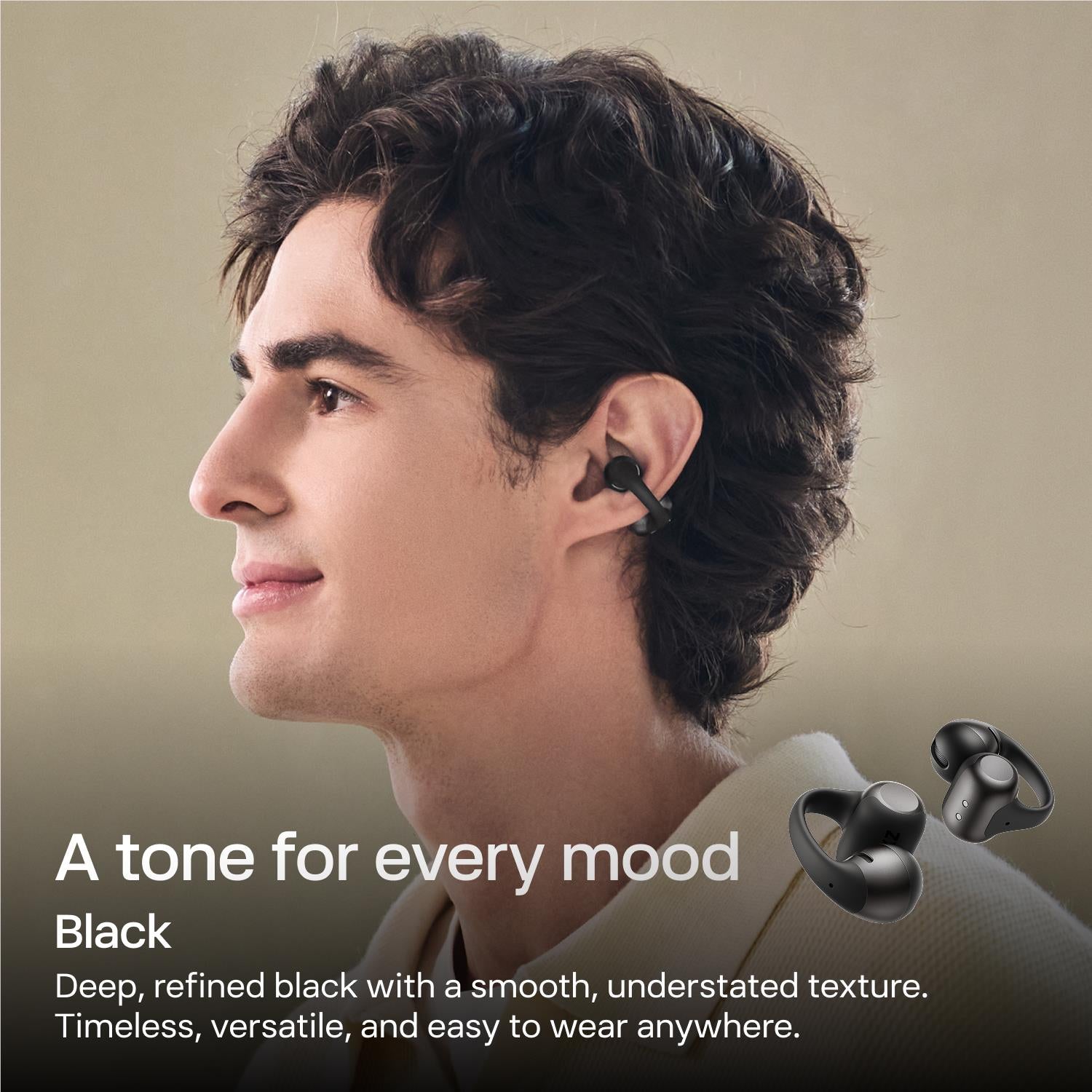 Shokz OpenDots 2 clip-on open-ear earbuds in black, image 10 - Open-Ear Headphones at Tech Supply Shed NZ