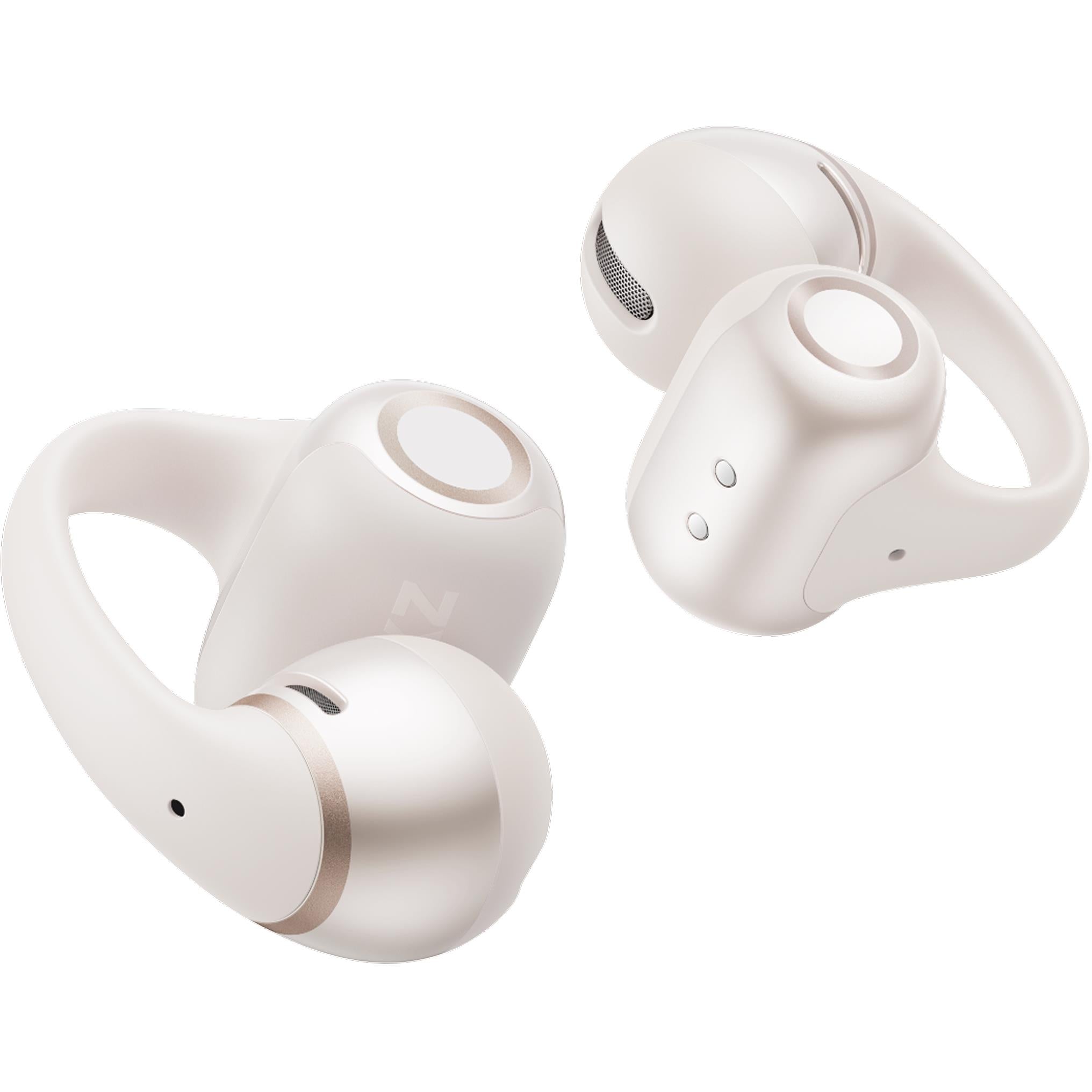 Shokz OpenDots 2 clip-on open-ear earbuds in white, image 2 - Open-Ear Headphones at Tech Supply Shed NZ