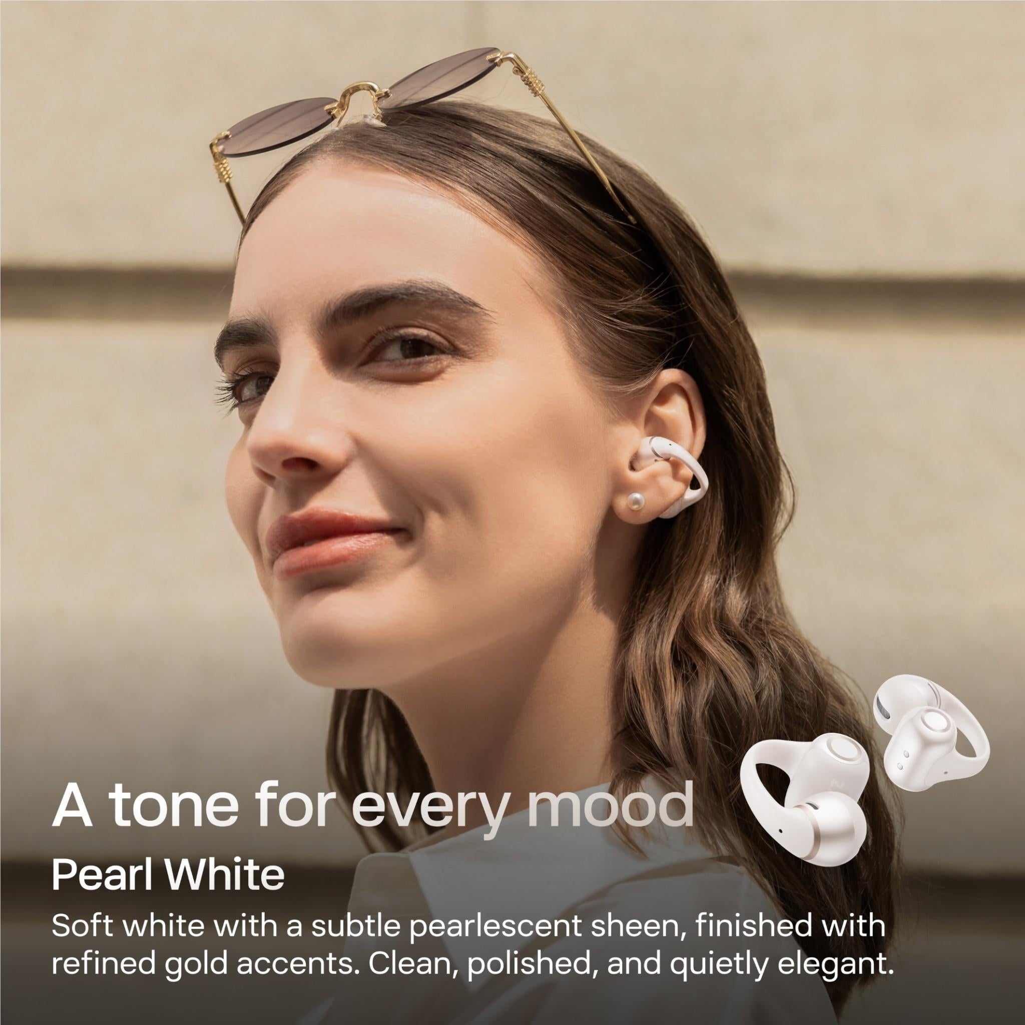 Shokz OpenDots 2 clip-on open-ear earbuds in white, image 12 - Open-Ear Headphones at Tech Supply Shed NZ