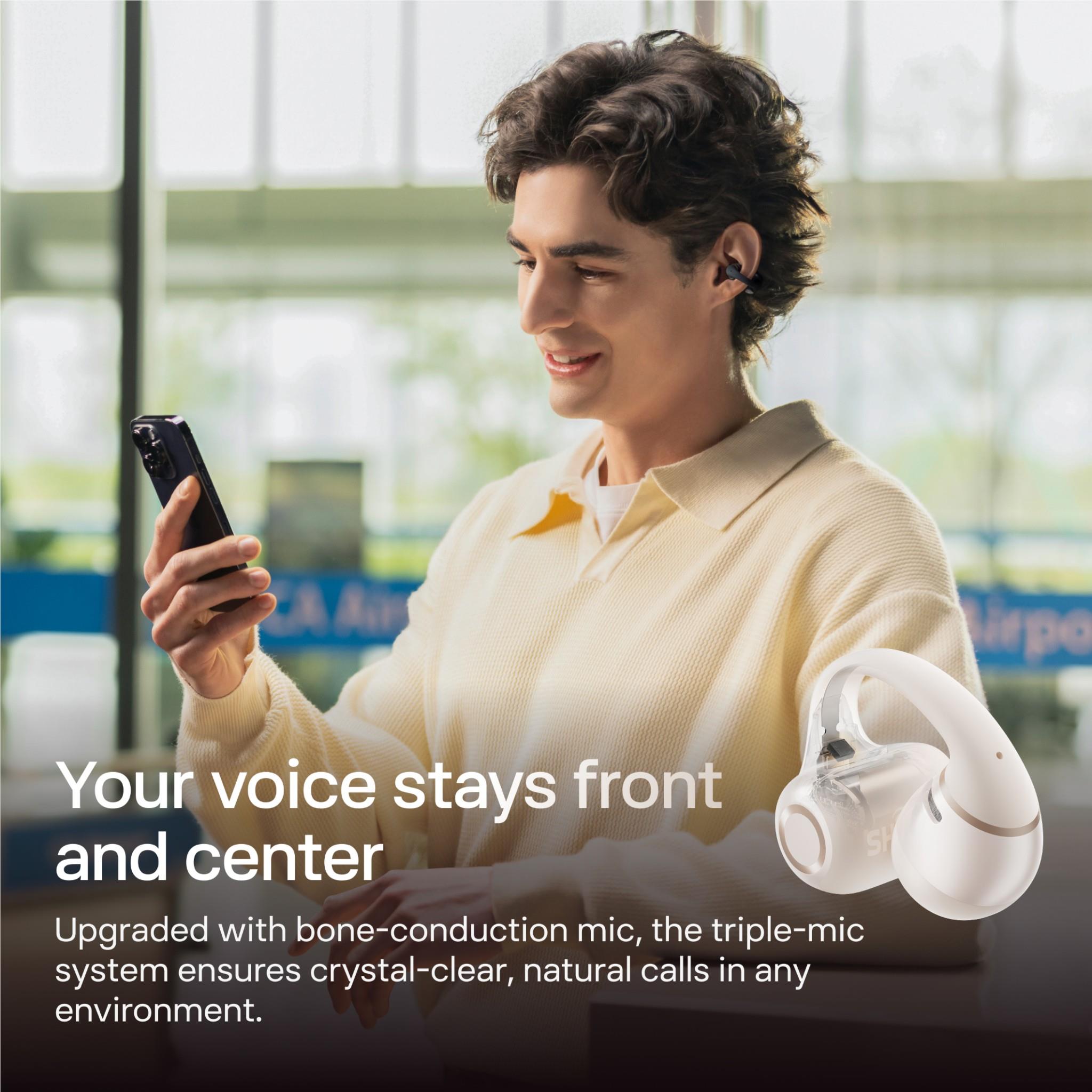 Shokz OpenDots 2 clip-on open-ear earbuds in white, image 13 - Open-Ear Headphones at Tech Supply Shed NZ
