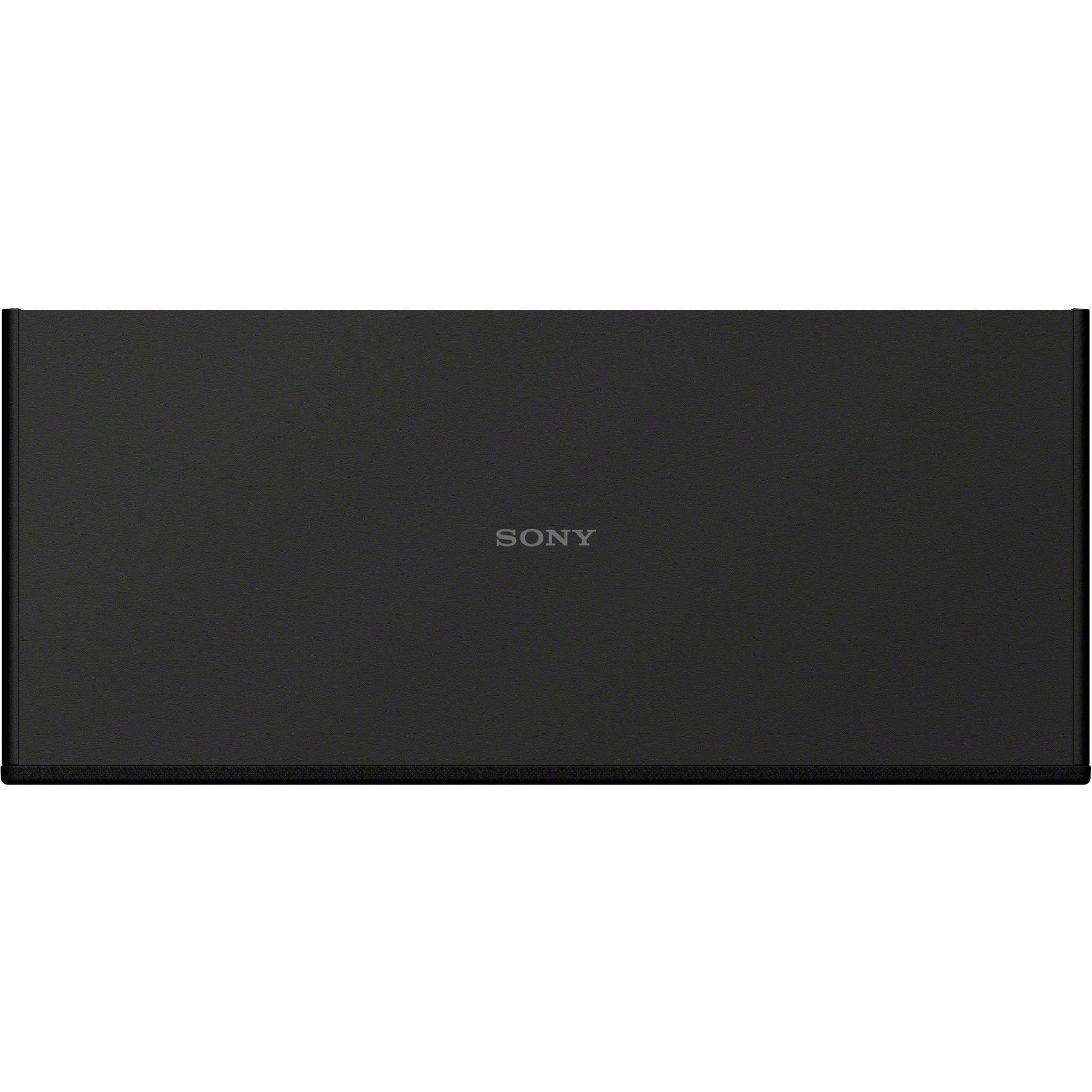 Wireless home theatre subwoofer back panel with Sony logo.