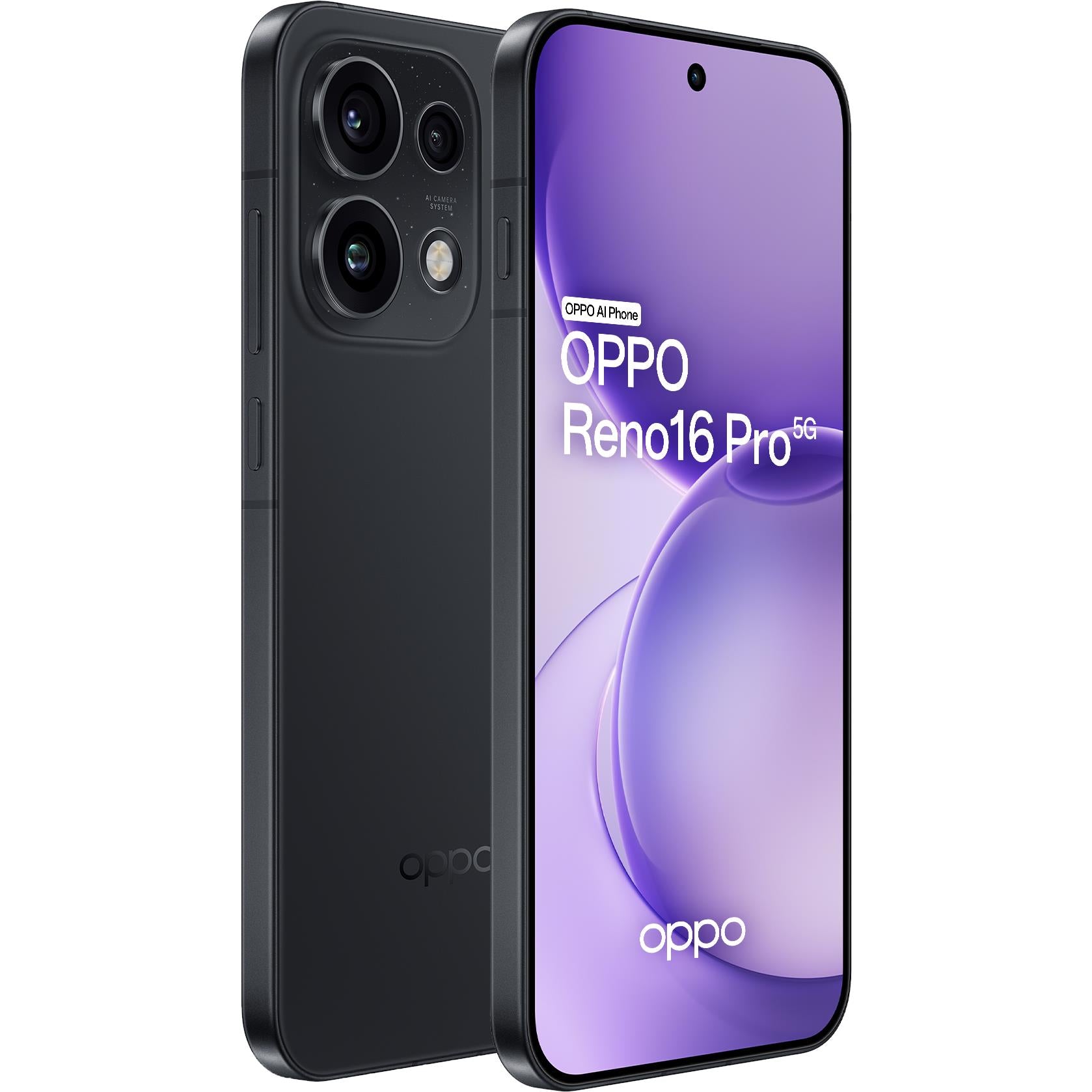 OPPO smartphone with front screen and black back, quad camera module