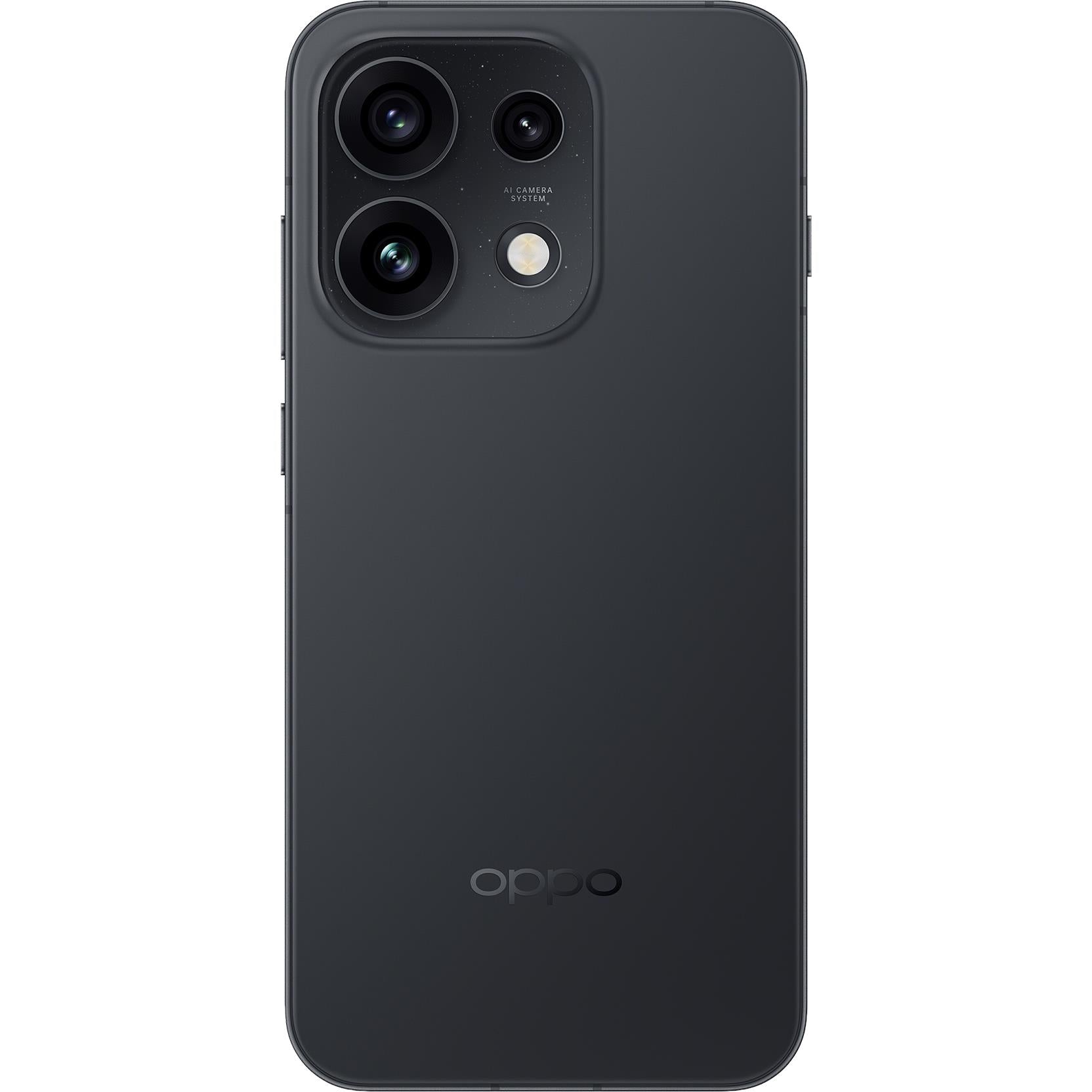 OPPO smartphone back in black with quad rear cameras and flash