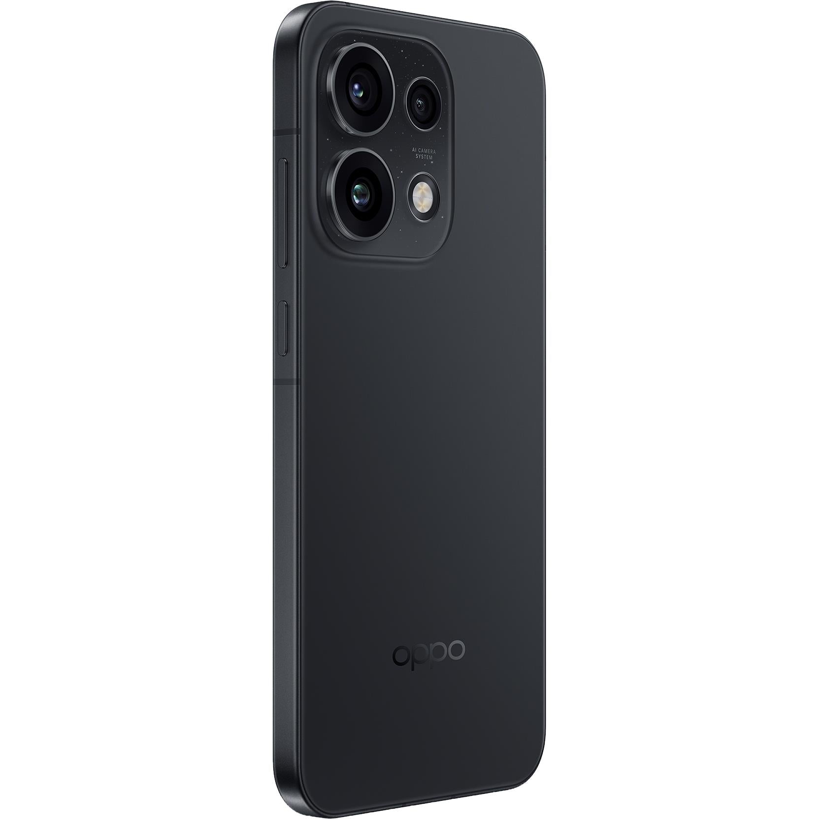 OPPO smartphone back angled in black with quad rear camera module