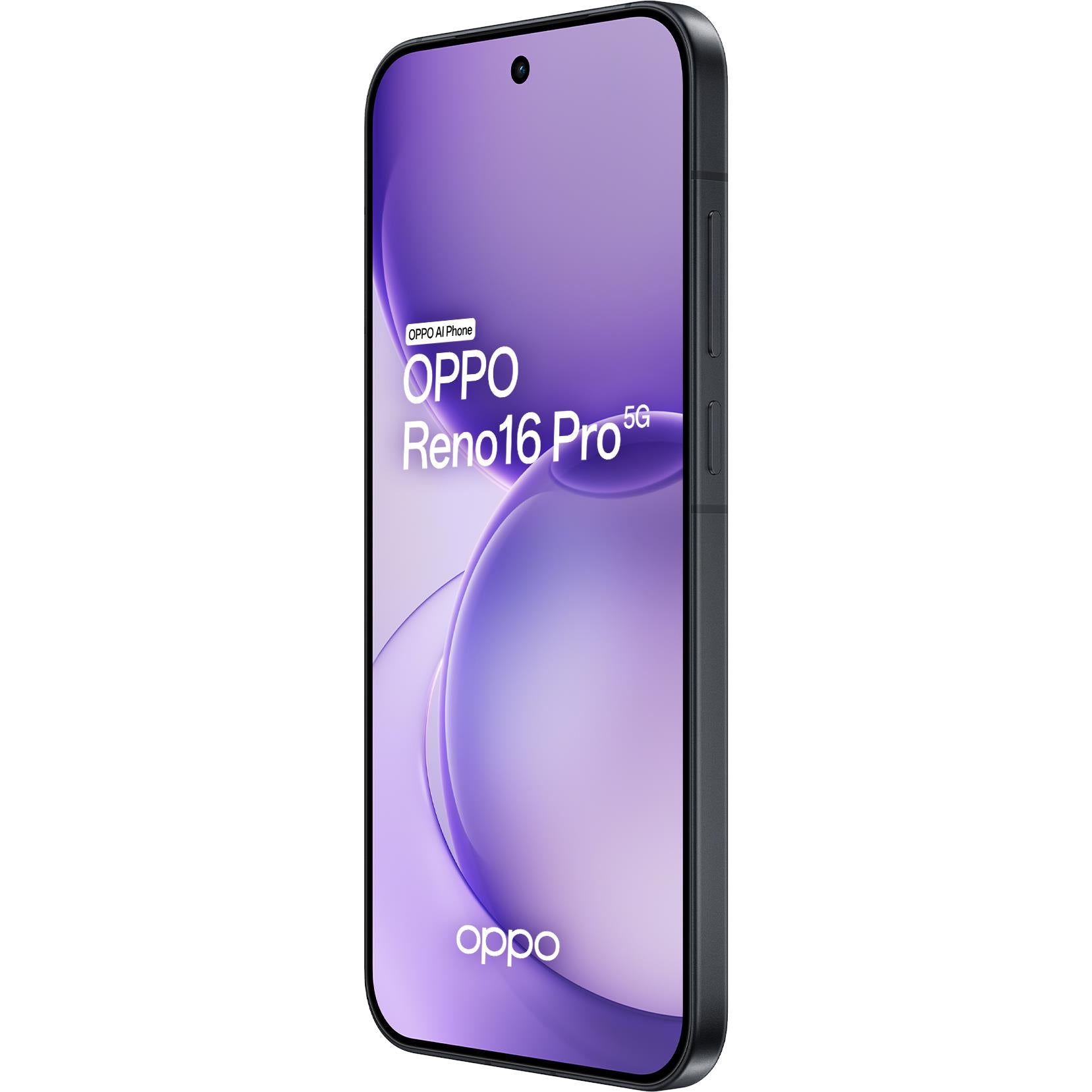 OPPO smartphone side view showing purple display and black frame