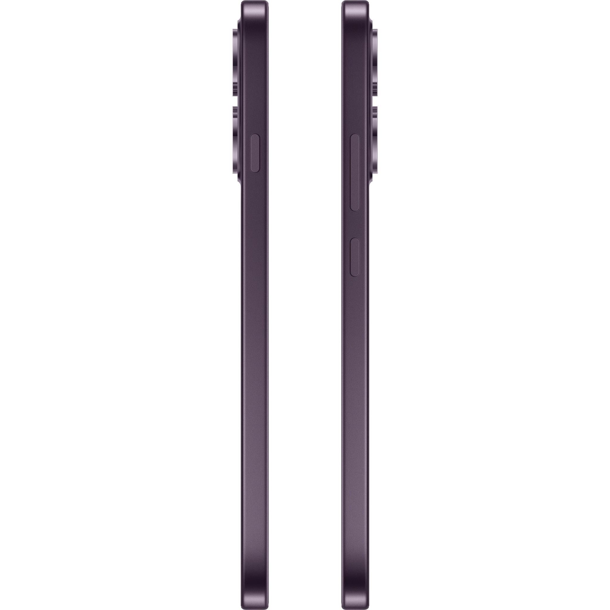 OPPO Reno16 F 5G smartphone thin side profile views, twilight violet