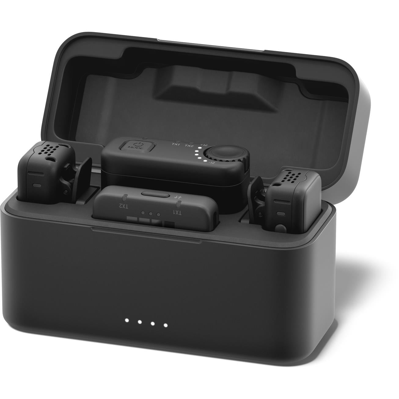GoPro wireless microphone kit case with two transmitters and receiver inside