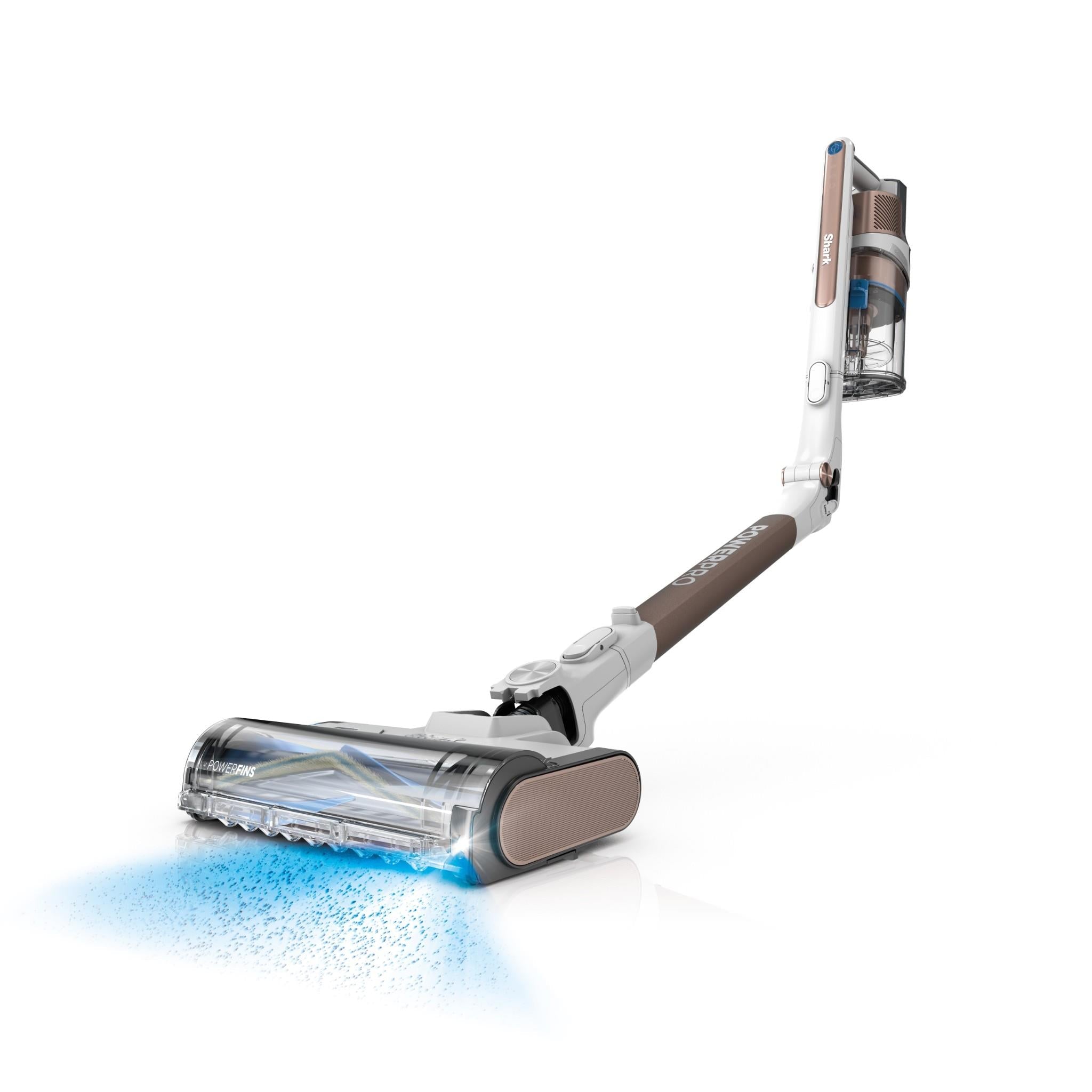 Cordless stick vacuum cleaner with powered floor brush and upright handle