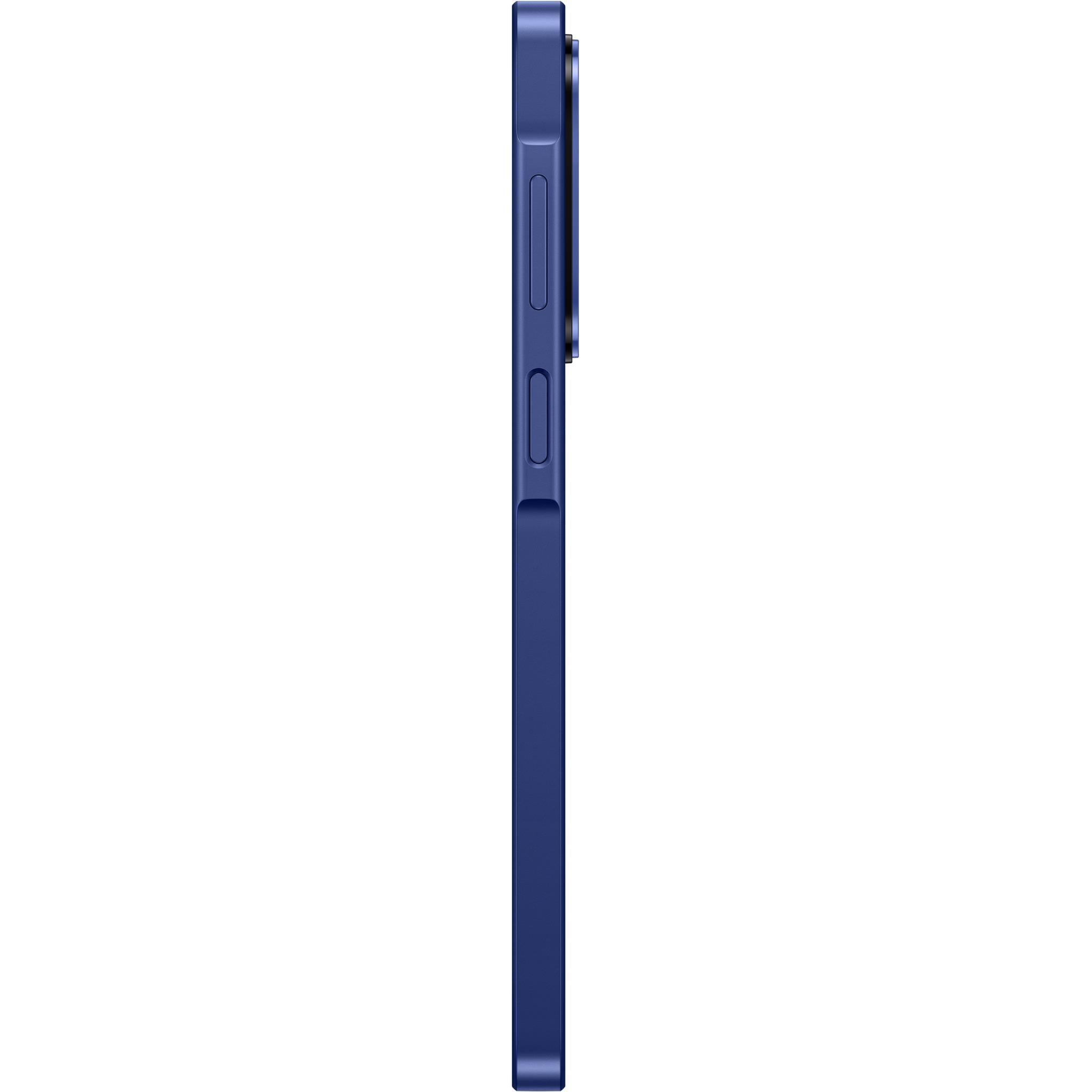 Blue phone side profile view with ports along the edge