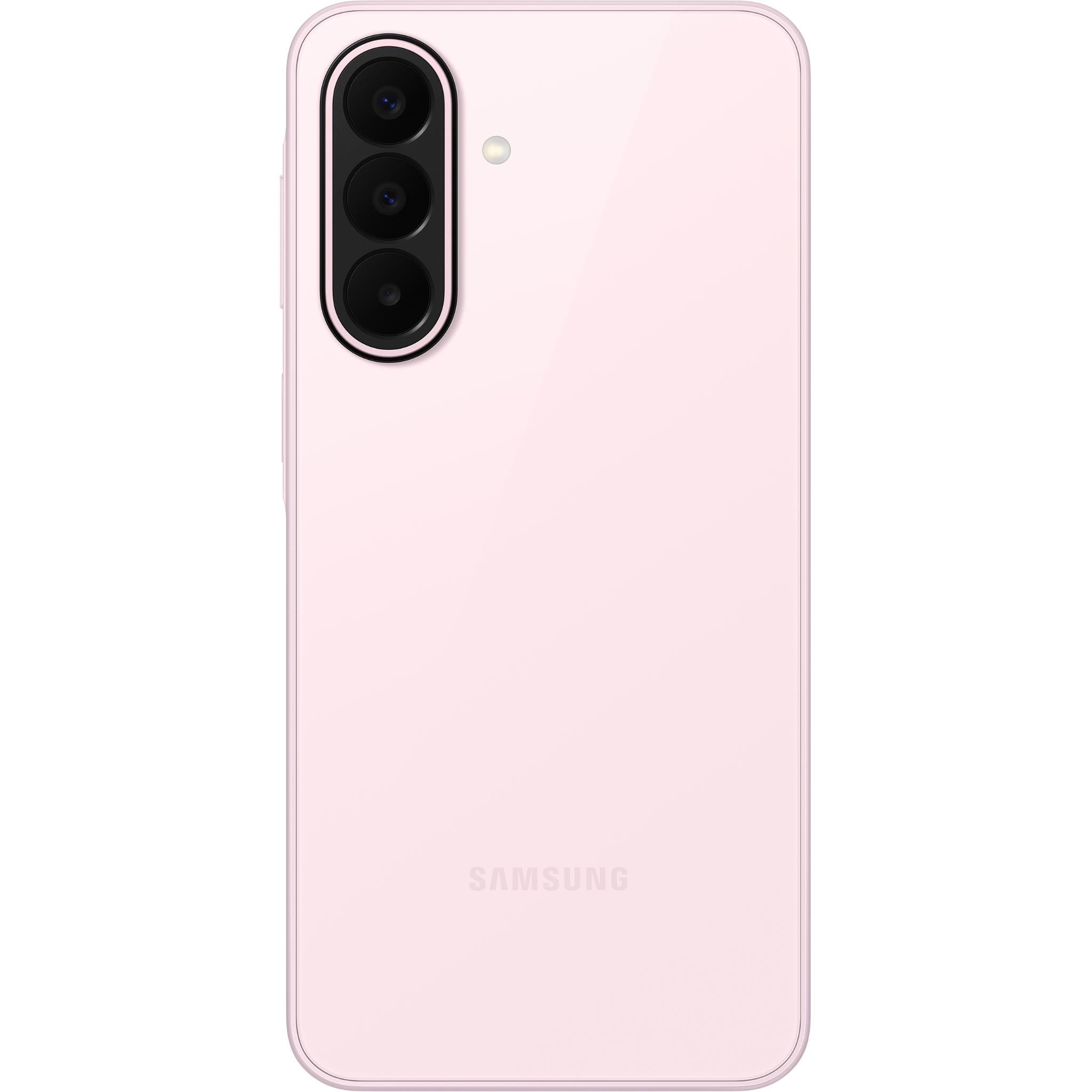 Light pink Samsung Galaxy A27 5G smartphone, rear view with triple camera