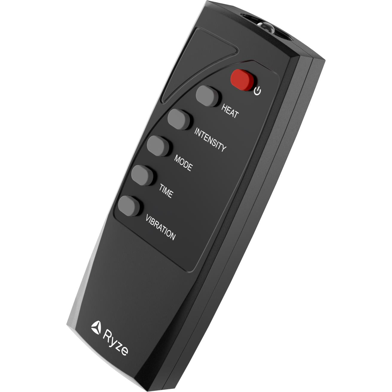 Ryze remote for foot massager, black handheld with heat and intensity buttons