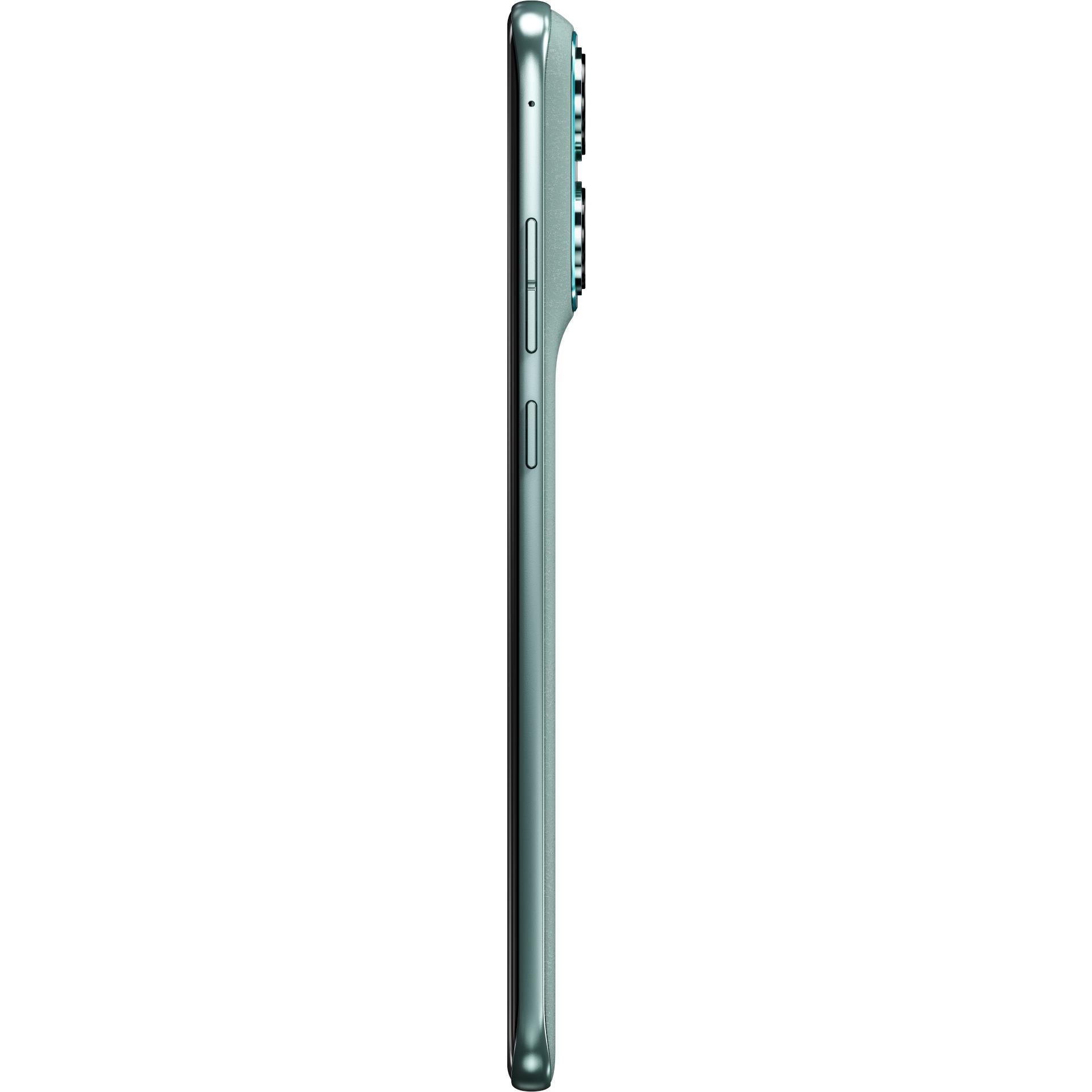 Blue smartphone side view with volume and power button area
