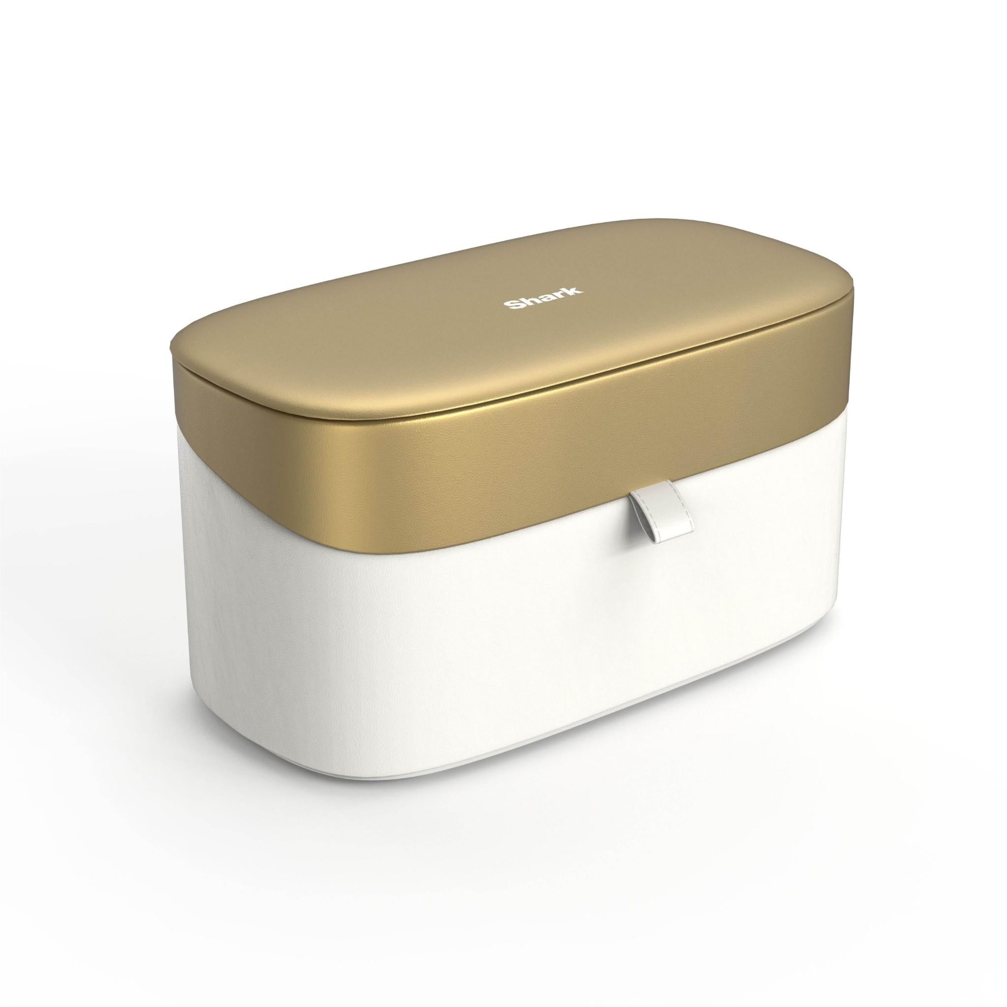 Soft gold and white storage case for hot tool attachments