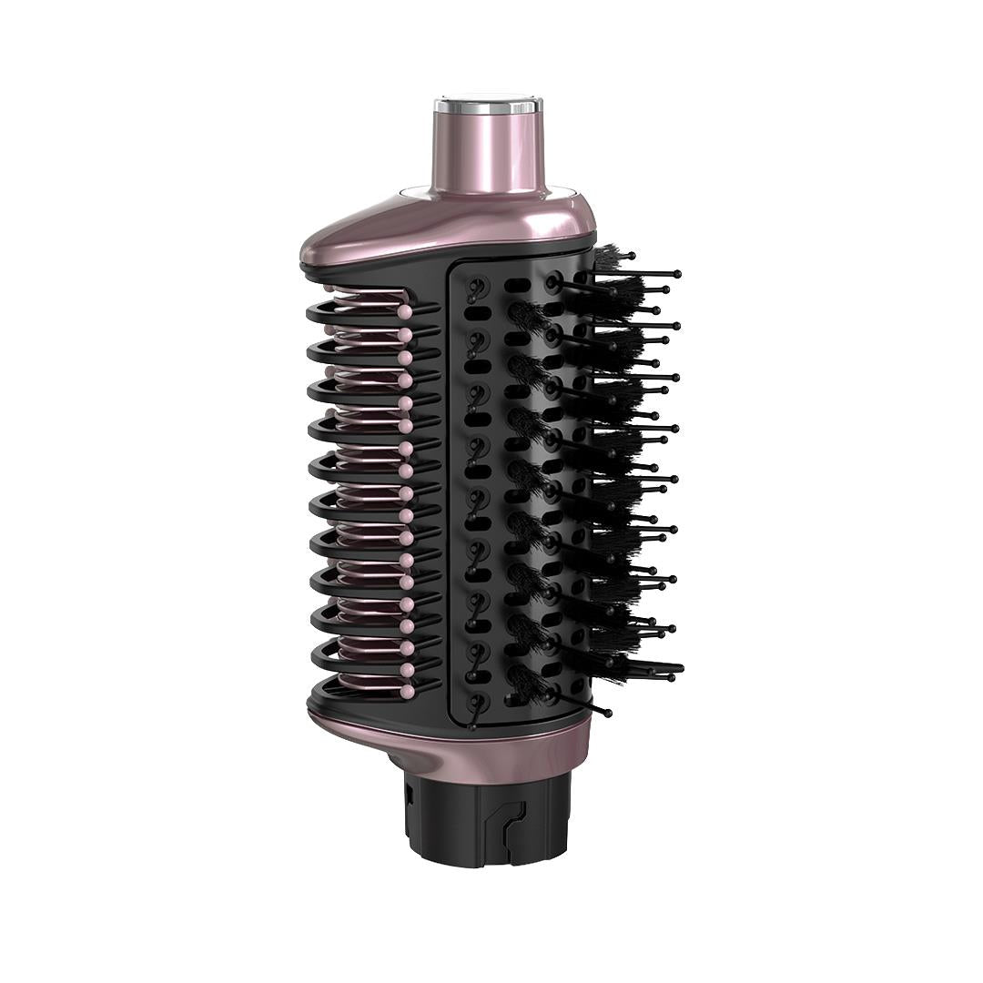 Pink round hot air brush attachment with mixed bristles and vented core