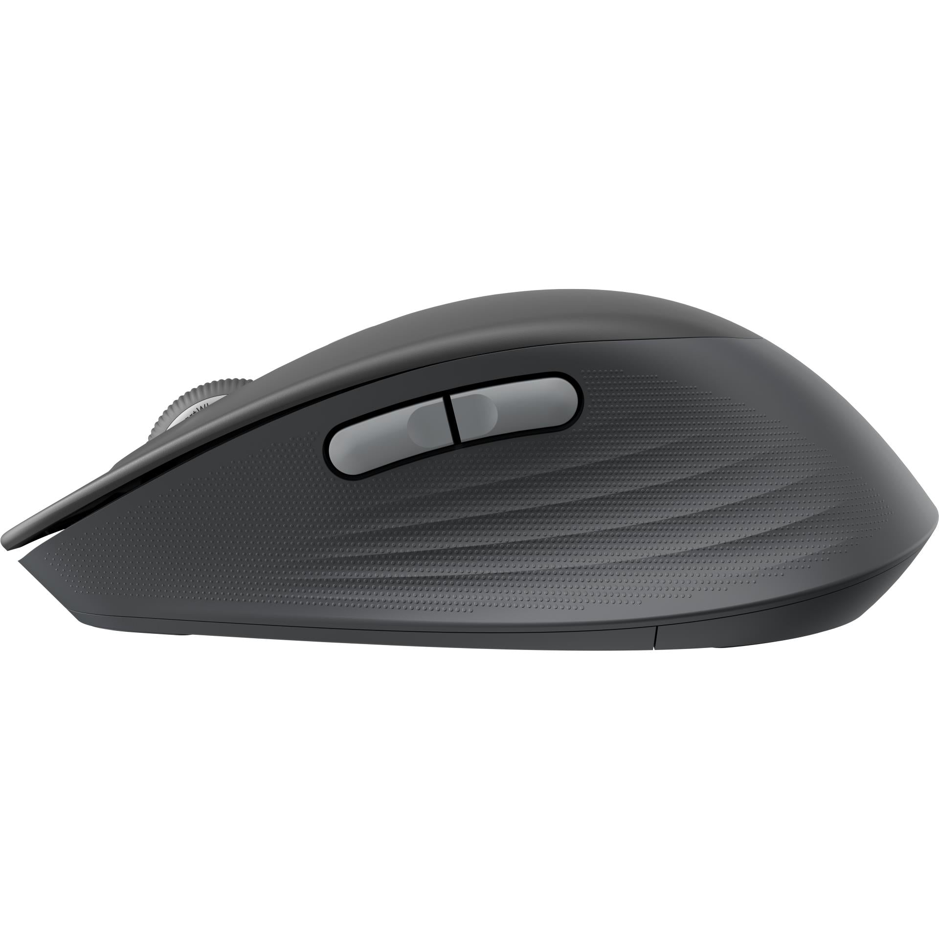 Logitech graphite quiet-click mouse side profile with top control buttons