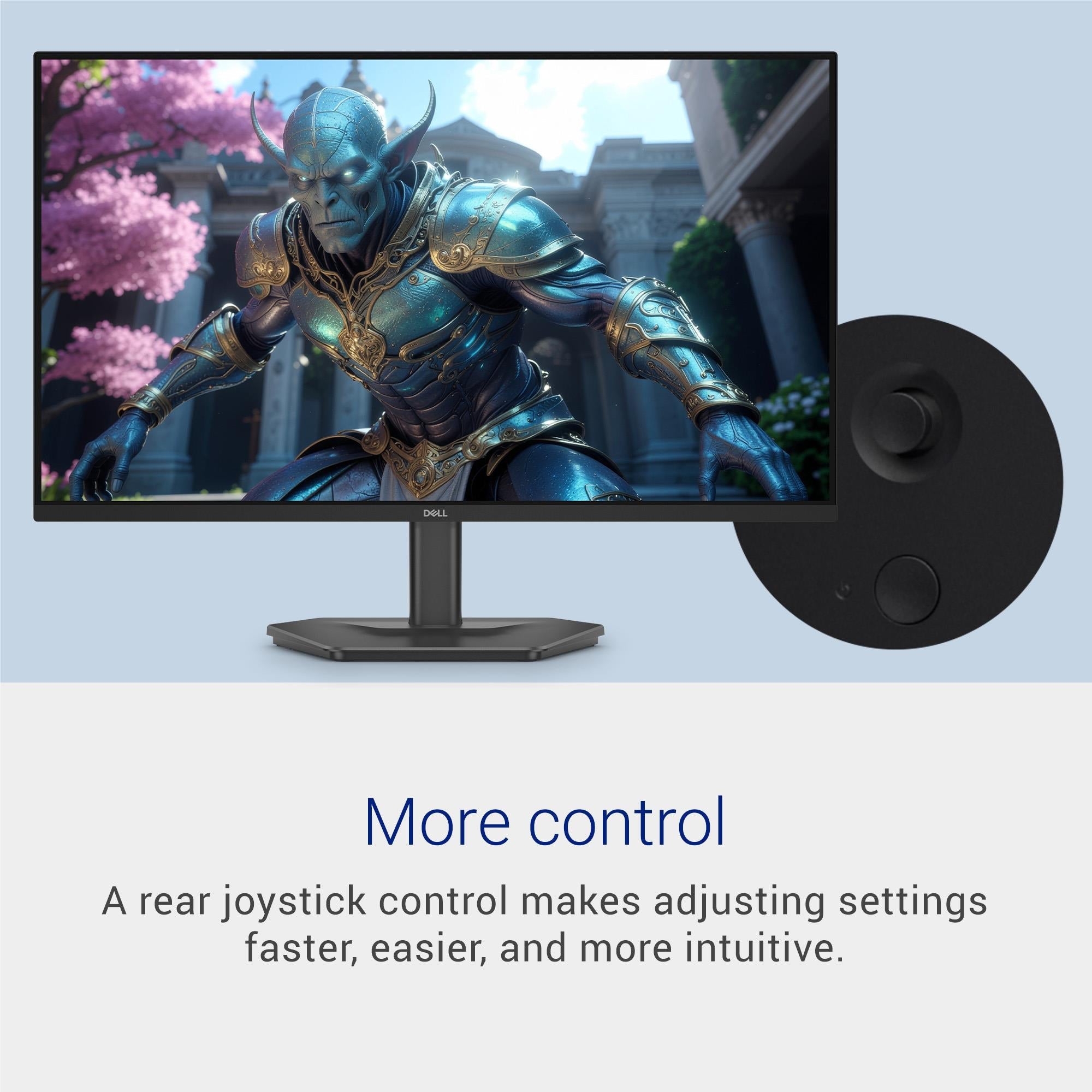 Dell 27-inch gaming monitor with joystick control on the right side of the bezel