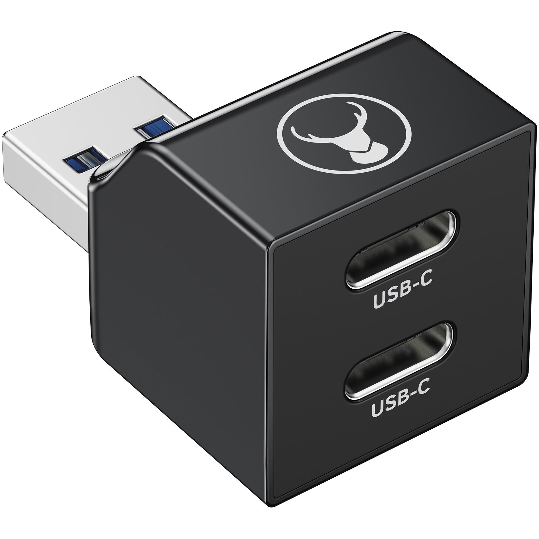 Bonelk USB-A to dual USB-C adapter in black aluminium - USB Cables & Adapters at Tech Supply Shed NZ