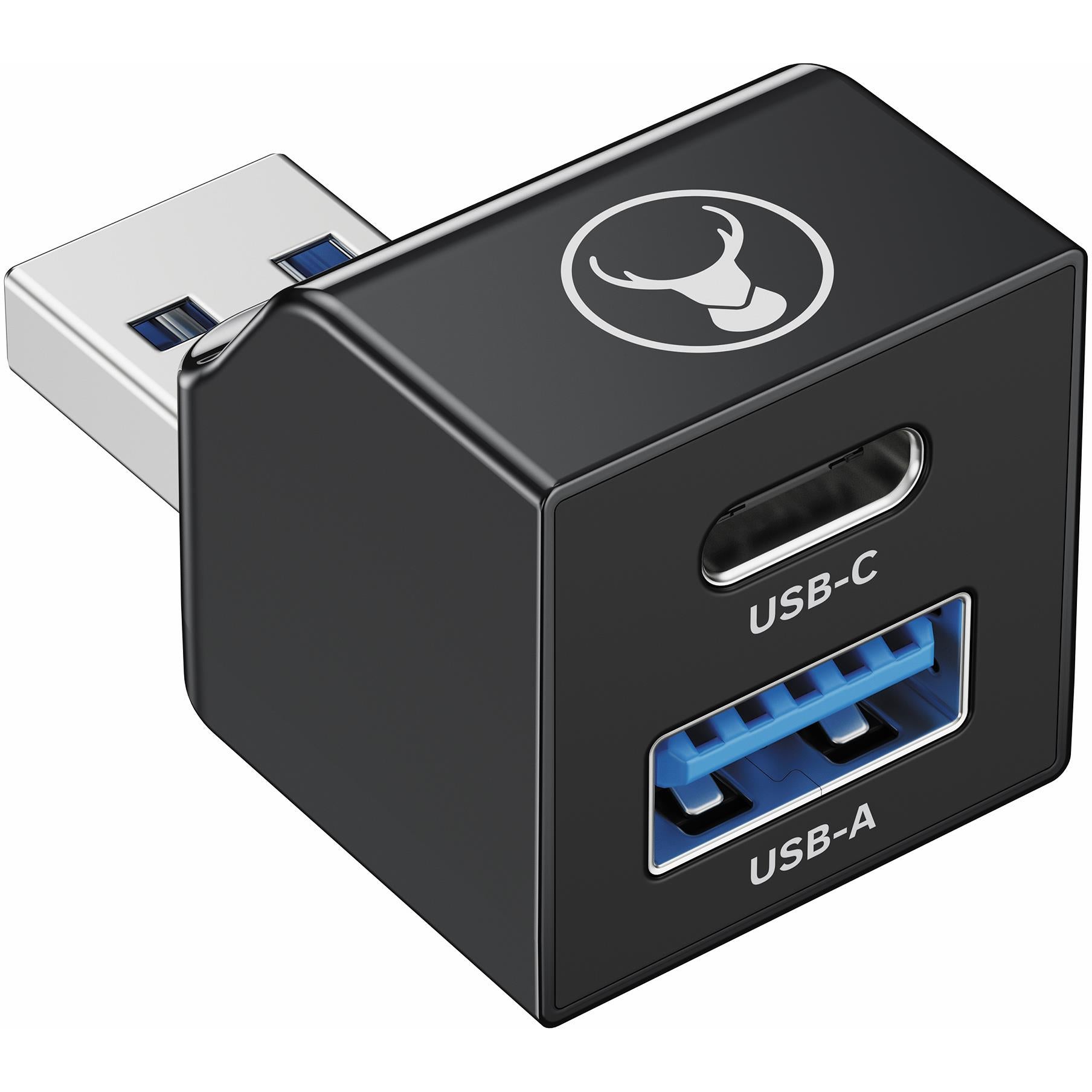 Bonelk USB-A to USB-C and USB-A dual adapter in black - USB Cables & Adapters at Tech Supply Shed NZ