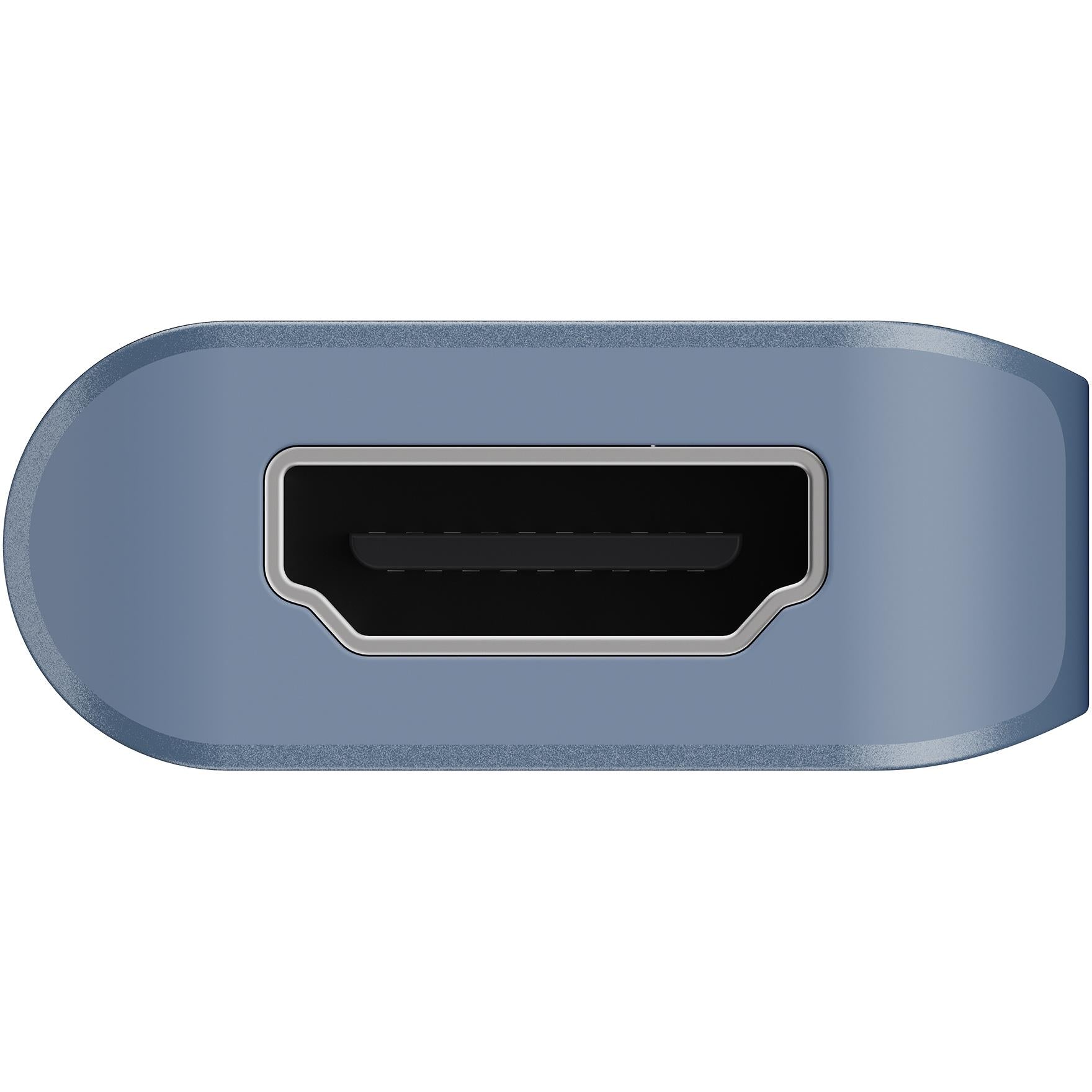 Indigo blue USB-C multiport hub with display output port