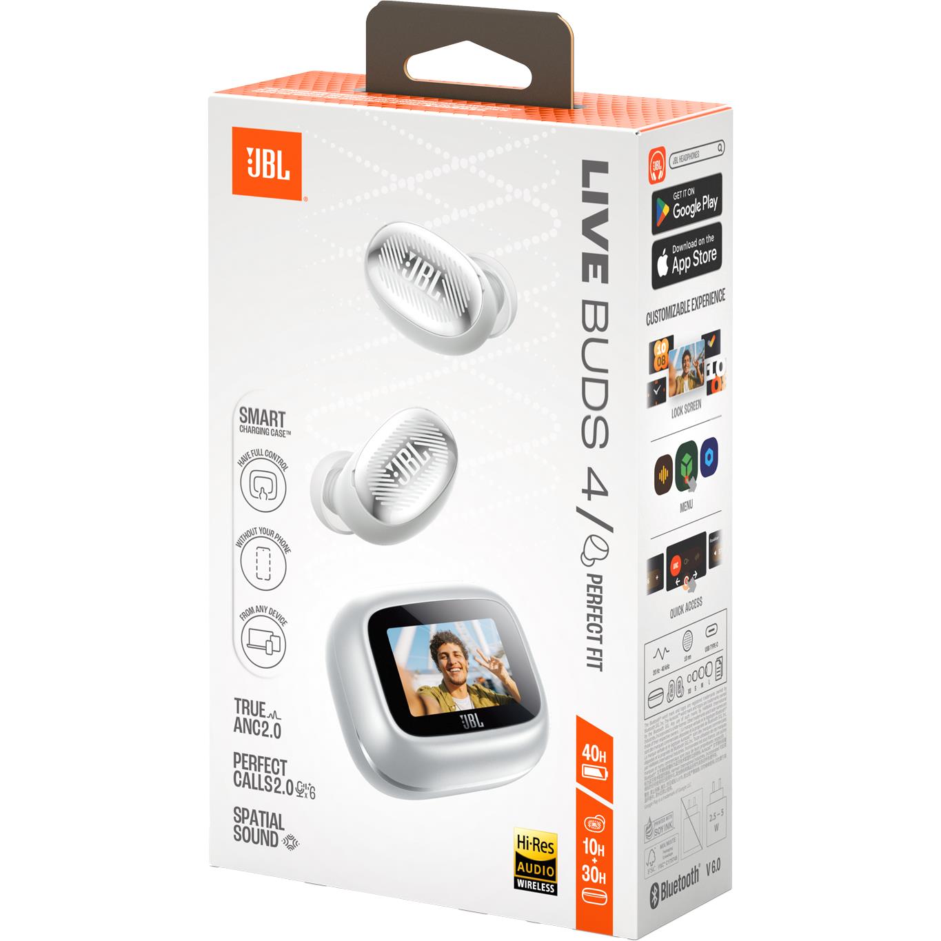 JBL Live Buds 4 true wireless noise cancelling earbuds in silver with Smart Charging Case, image 16 - In-Ear Headphones & Earbuds at Tech Supply Shed NZ