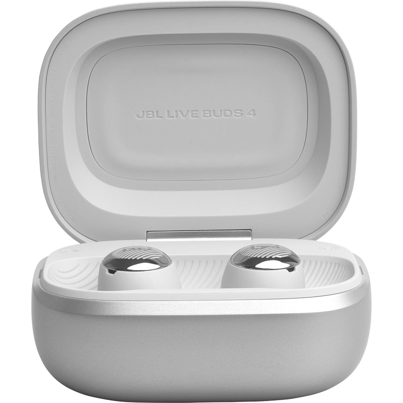 JBL Live Buds 4 true wireless noise cancelling earbuds in silver with Smart Charging Case, image 4 - In-Ear Headphones & Earbuds at Tech Supply Shed NZ