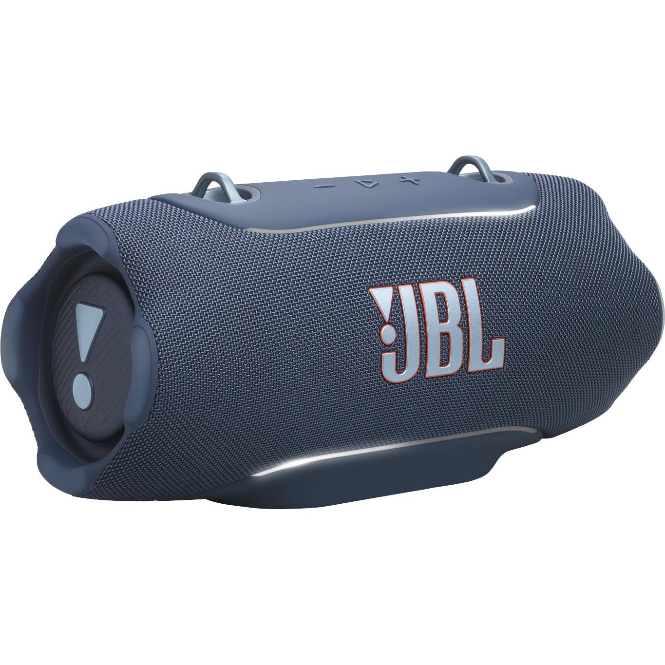 JBL Xtreme 5 portable Bluetooth speaker in blue with shoulder strap, image 2 - Portable Speakers at Tech Supply Shed NZ