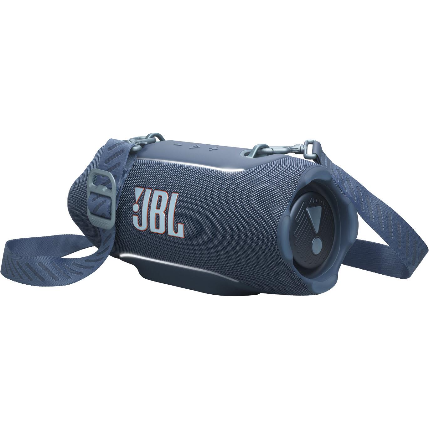 JBL Xtreme 5 portable Bluetooth speaker in blue with shoulder strap, image 3 - Portable Speakers at Tech Supply Shed NZ