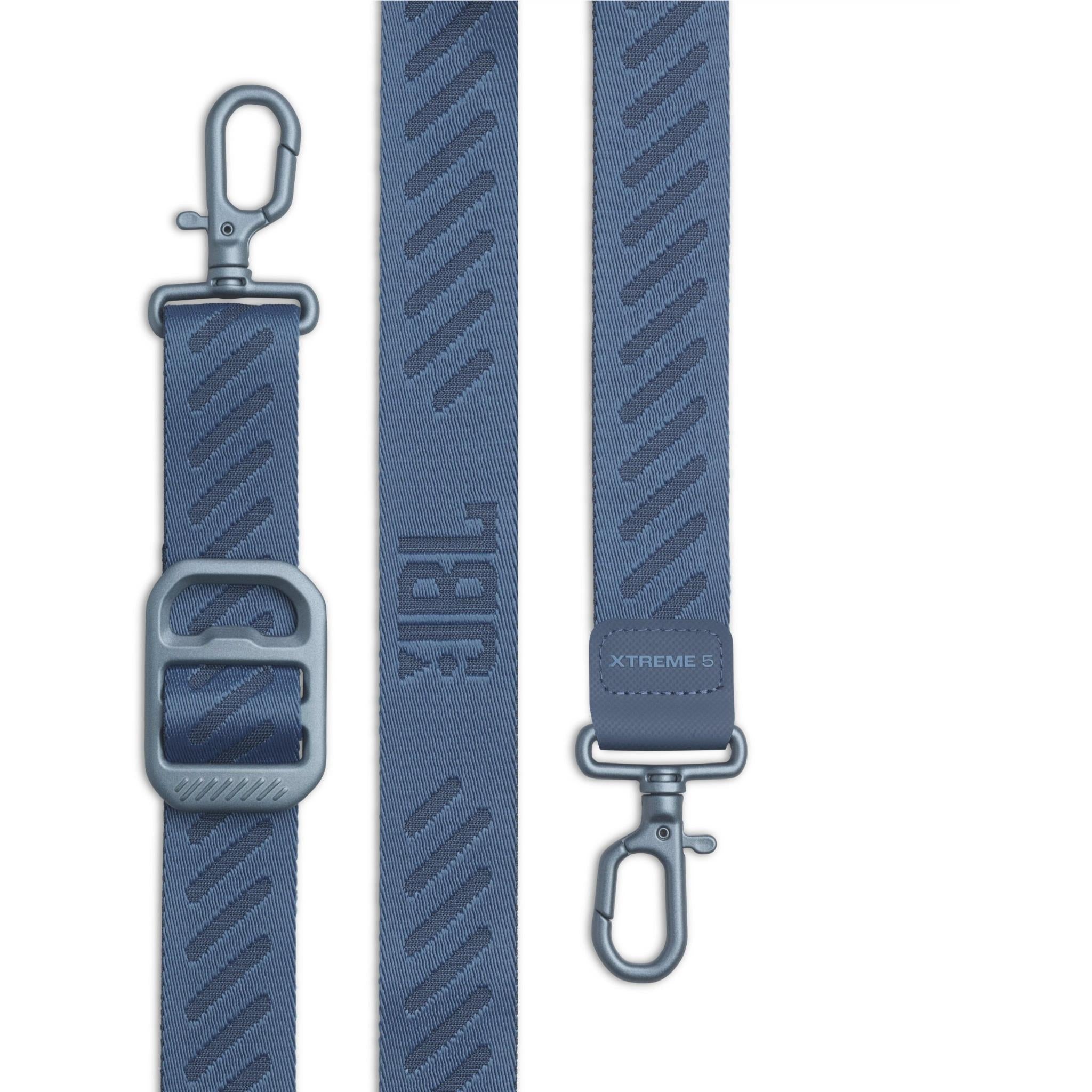 JBL Xtreme 5 portable Bluetooth speaker in blue with shoulder strap, image 6 - Portable Speakers at Tech Supply Shed NZ