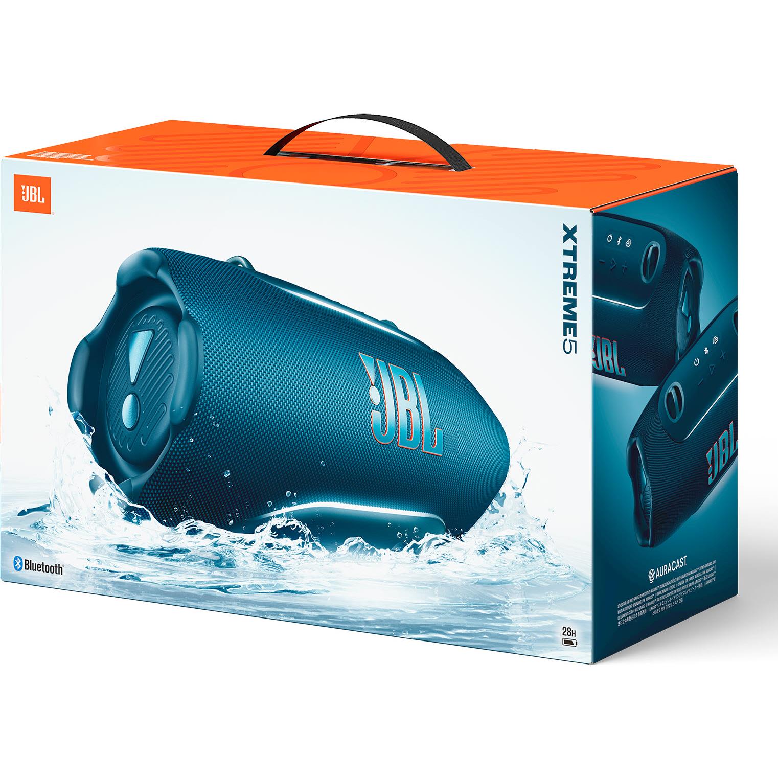 JBL Xtreme 5 portable Bluetooth speaker in blue with shoulder strap, image 8 - Portable Speakers at Tech Supply Shed NZ
