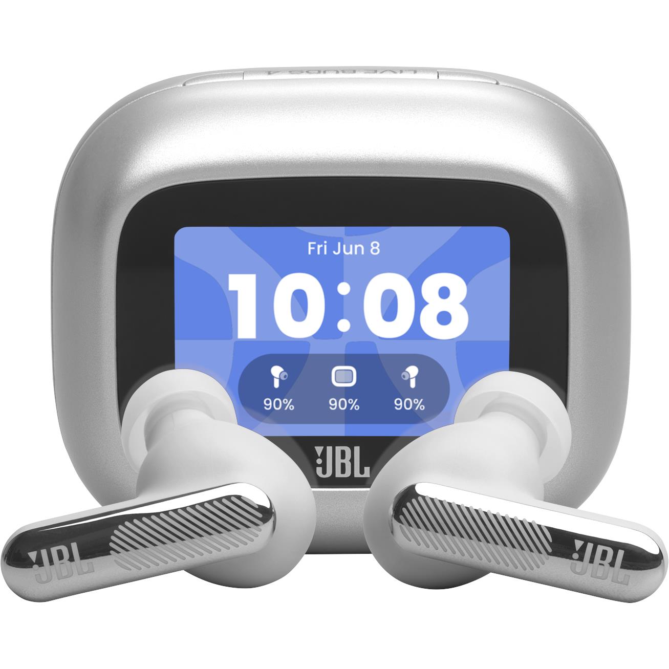 JBL Live Beam 4 true wireless adaptive noise cancelling earbuds in silver with Smart Charging Case - In-Ear Headphones & Earbuds at Tech Supply Shed NZ