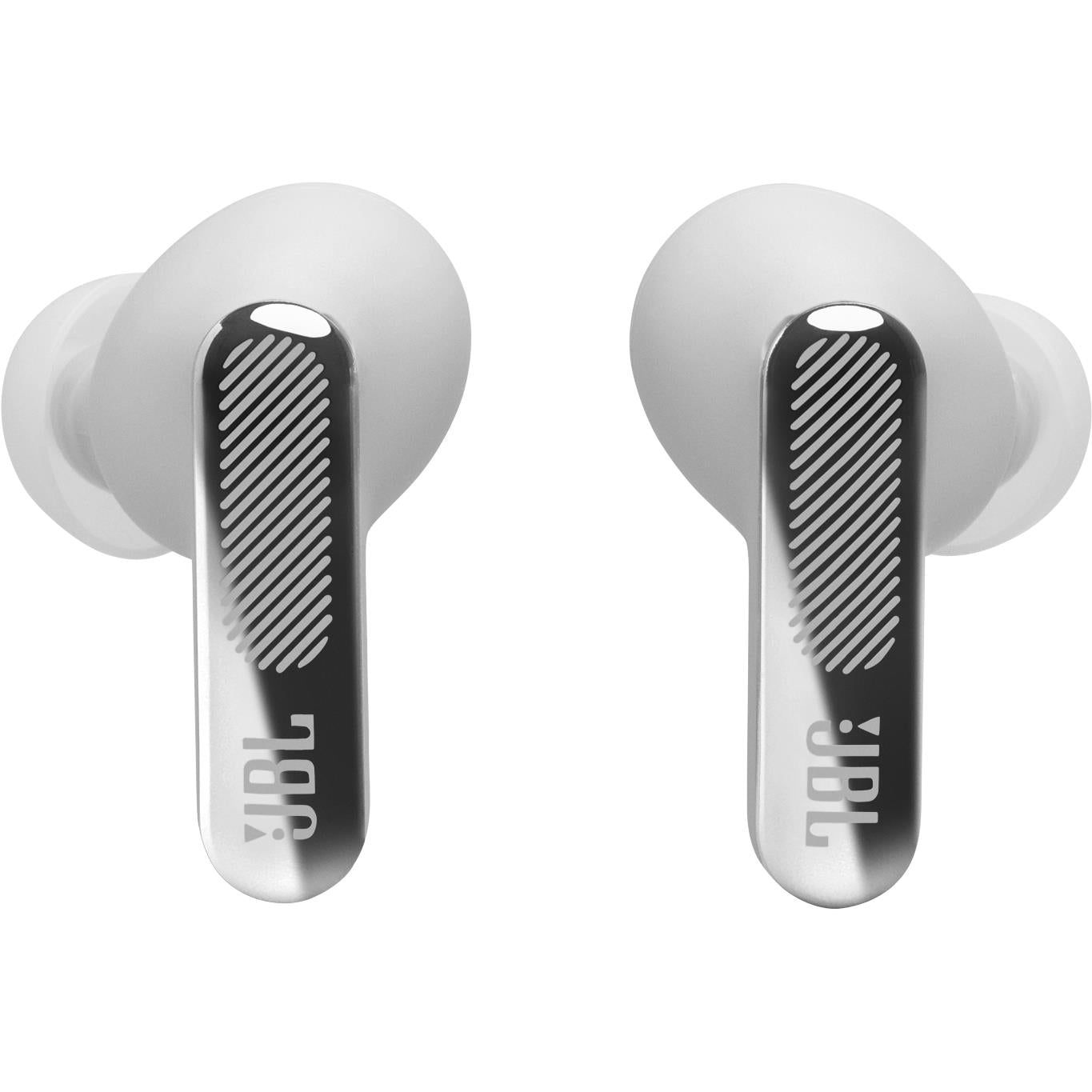 JBL Live Beam 4 true wireless adaptive noise cancelling earbuds in silver with Smart Charging Case, image 2 - In-Ear Headphones & Earbuds at Tech Supply Shed NZ