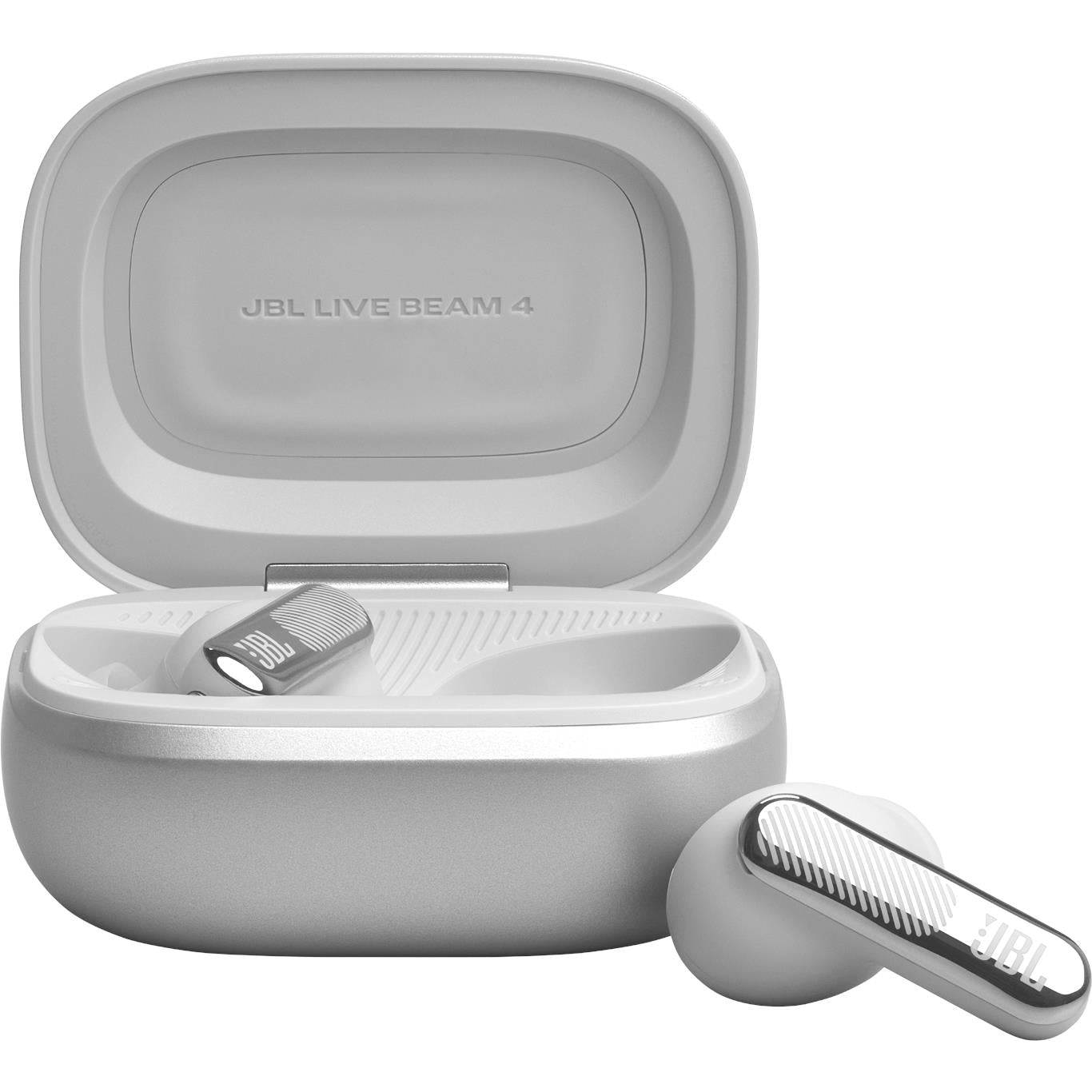 JBL Live Beam 4 true wireless adaptive noise cancelling earbuds in silver with Smart Charging Case, image 9 - In-Ear Headphones & Earbuds at Tech Supply Shed NZ